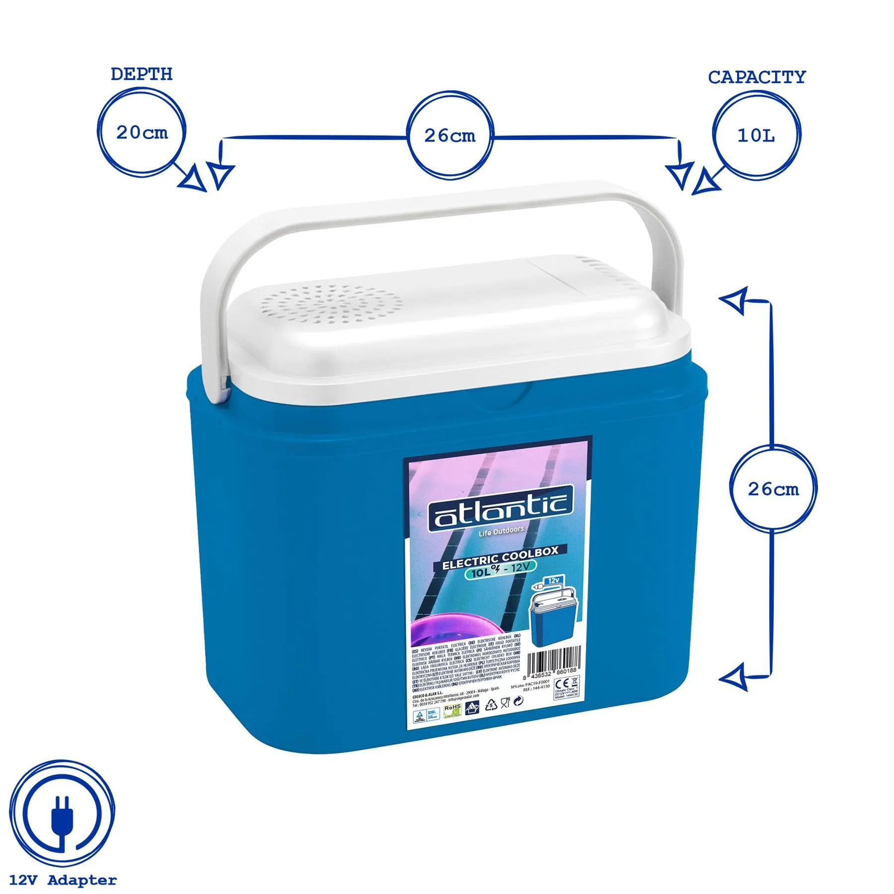 10L 12V Electric Cool Box - By Atlantic