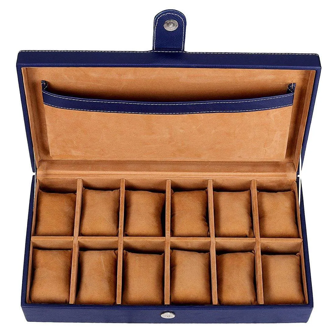 12 Slots Luxury Watch Box Organizer with Plain PU Leather Finish