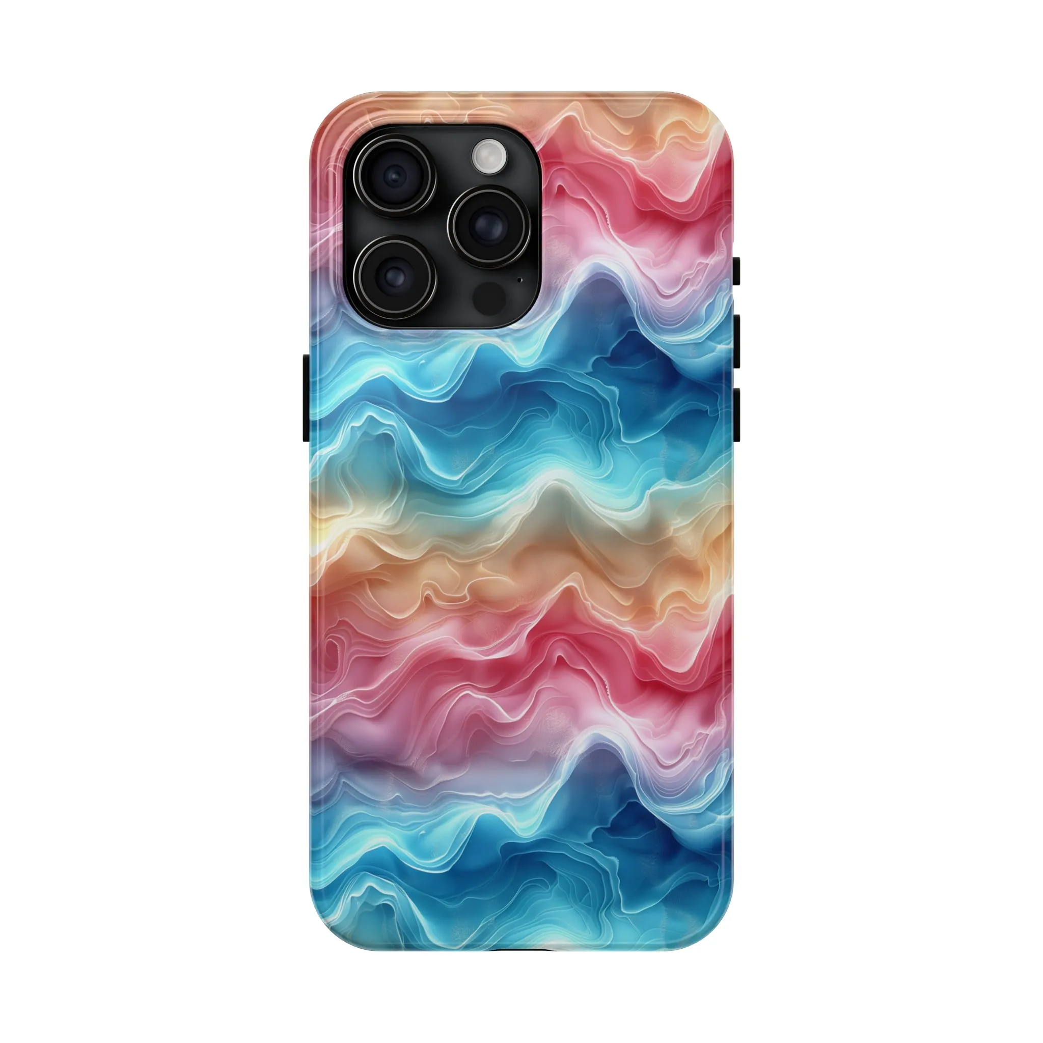 3D pastel waves pattern iPhone Case, Aesthetic Phone Cover, Artsy 3D Design, Protective Phone Cover compatible with a large variety of iPhone models, Phone Case, Gift