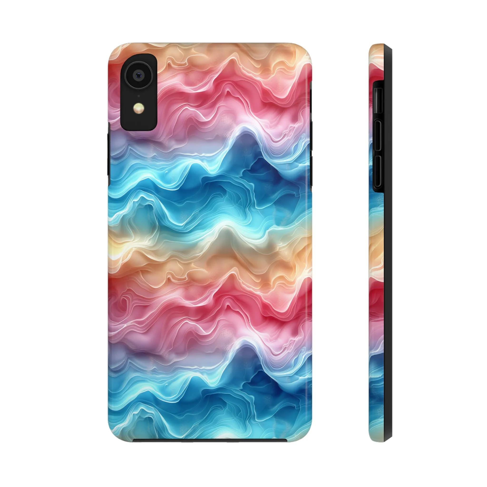 3D pastel waves pattern iPhone Case, Aesthetic Phone Cover, Artsy 3D Design, Protective Phone Cover compatible with a large variety of iPhone models, Phone Case, Gift