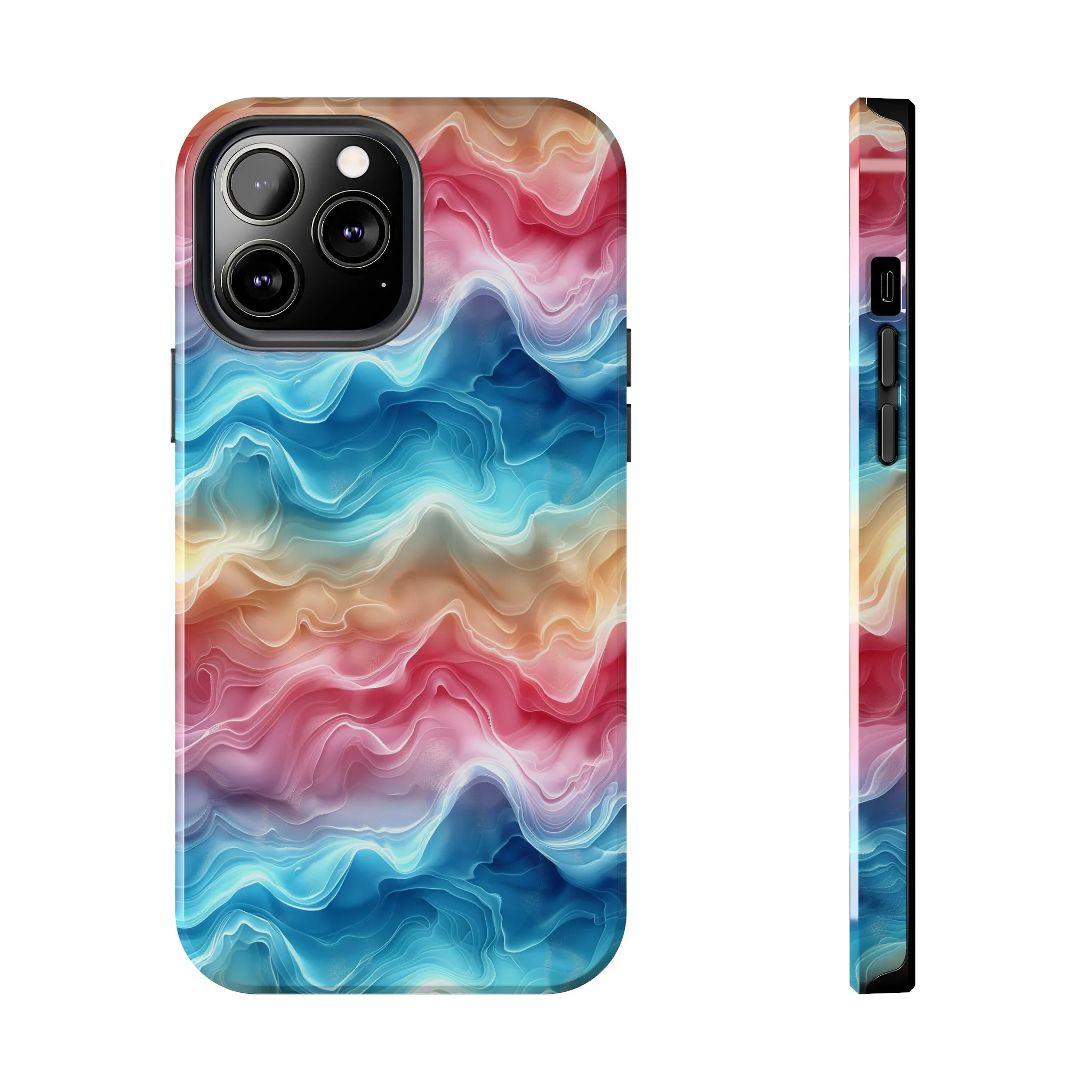 3D pastel waves pattern iPhone Case, Aesthetic Phone Cover, Artsy 3D Design, Protective Phone Cover compatible with a large variety of iPhone models, Phone Case, Gift