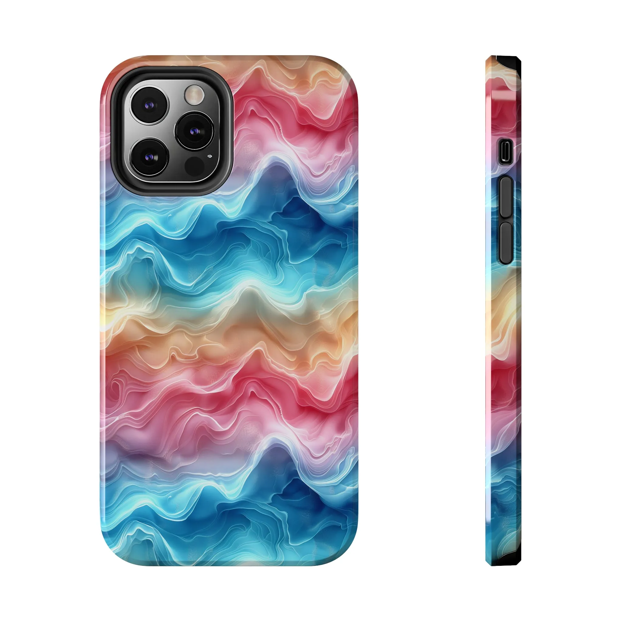 3D pastel waves pattern iPhone Case, Aesthetic Phone Cover, Artsy 3D Design, Protective Phone Cover compatible with a large variety of iPhone models, Phone Case, Gift