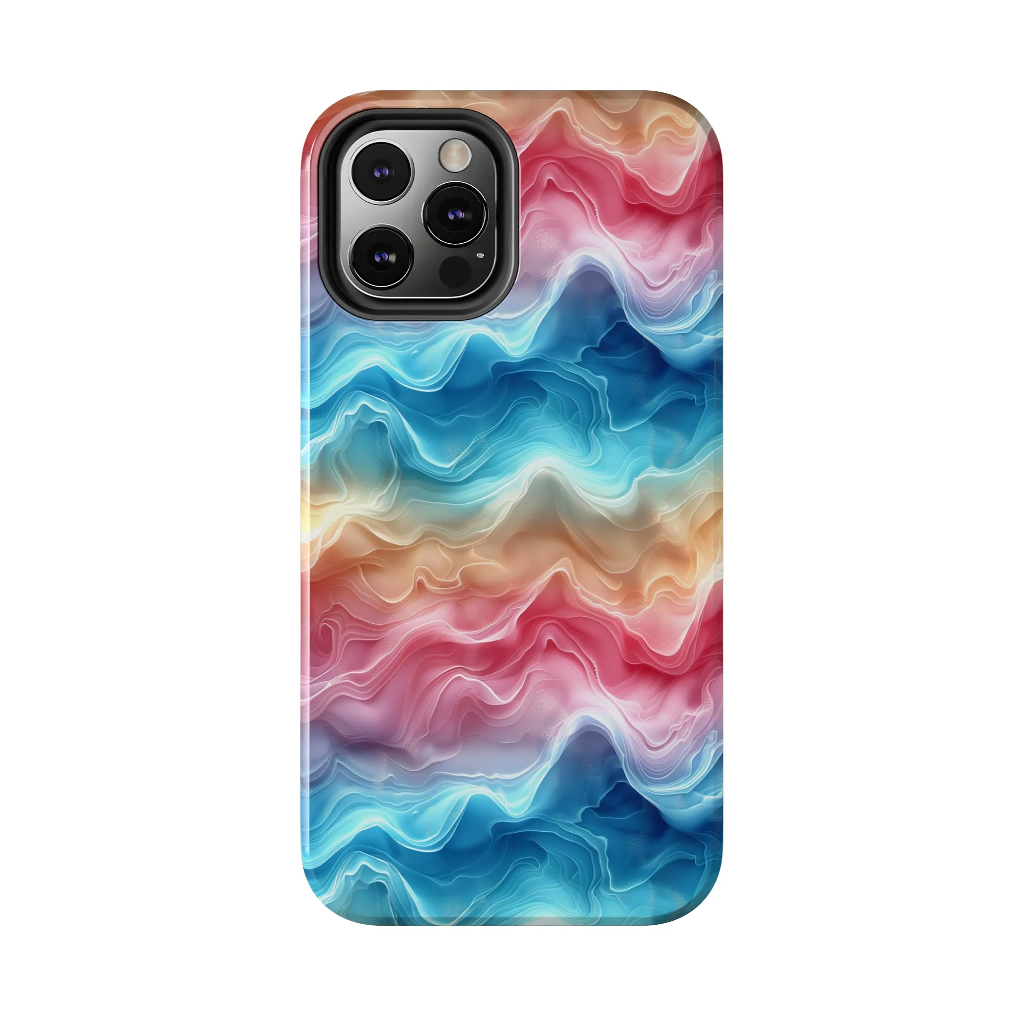 3D pastel waves pattern iPhone Case, Aesthetic Phone Cover, Artsy 3D Design, Protective Phone Cover compatible with a large variety of iPhone models, Phone Case, Gift