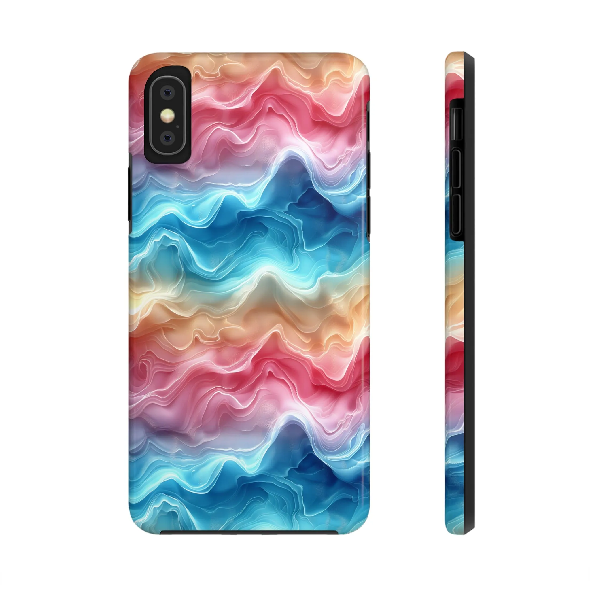 3D pastel waves pattern iPhone Case, Aesthetic Phone Cover, Artsy 3D Design, Protective Phone Cover compatible with a large variety of iPhone models, Phone Case, Gift