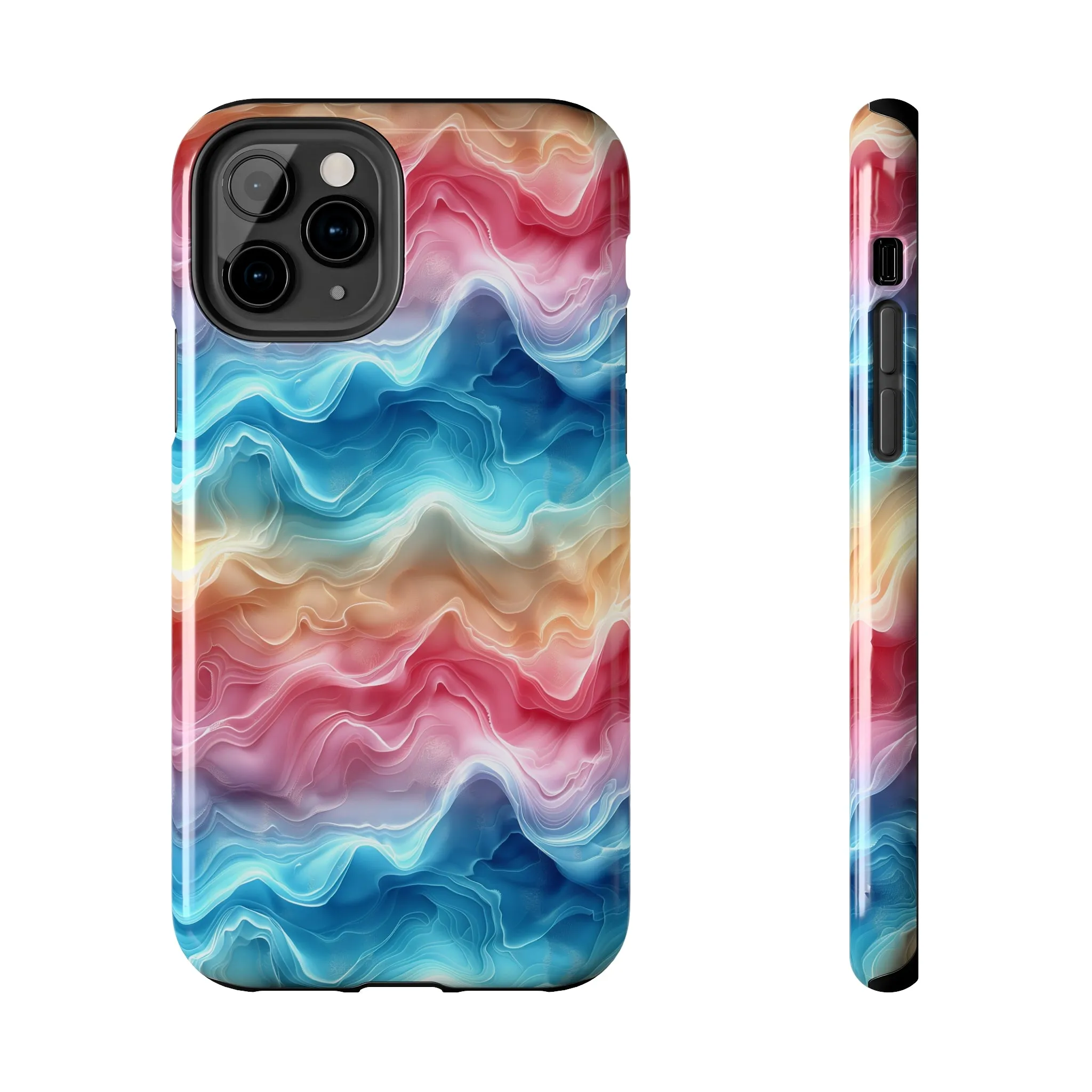 3D pastel waves pattern iPhone Case, Aesthetic Phone Cover, Artsy 3D Design, Protective Phone Cover compatible with a large variety of iPhone models, Phone Case, Gift