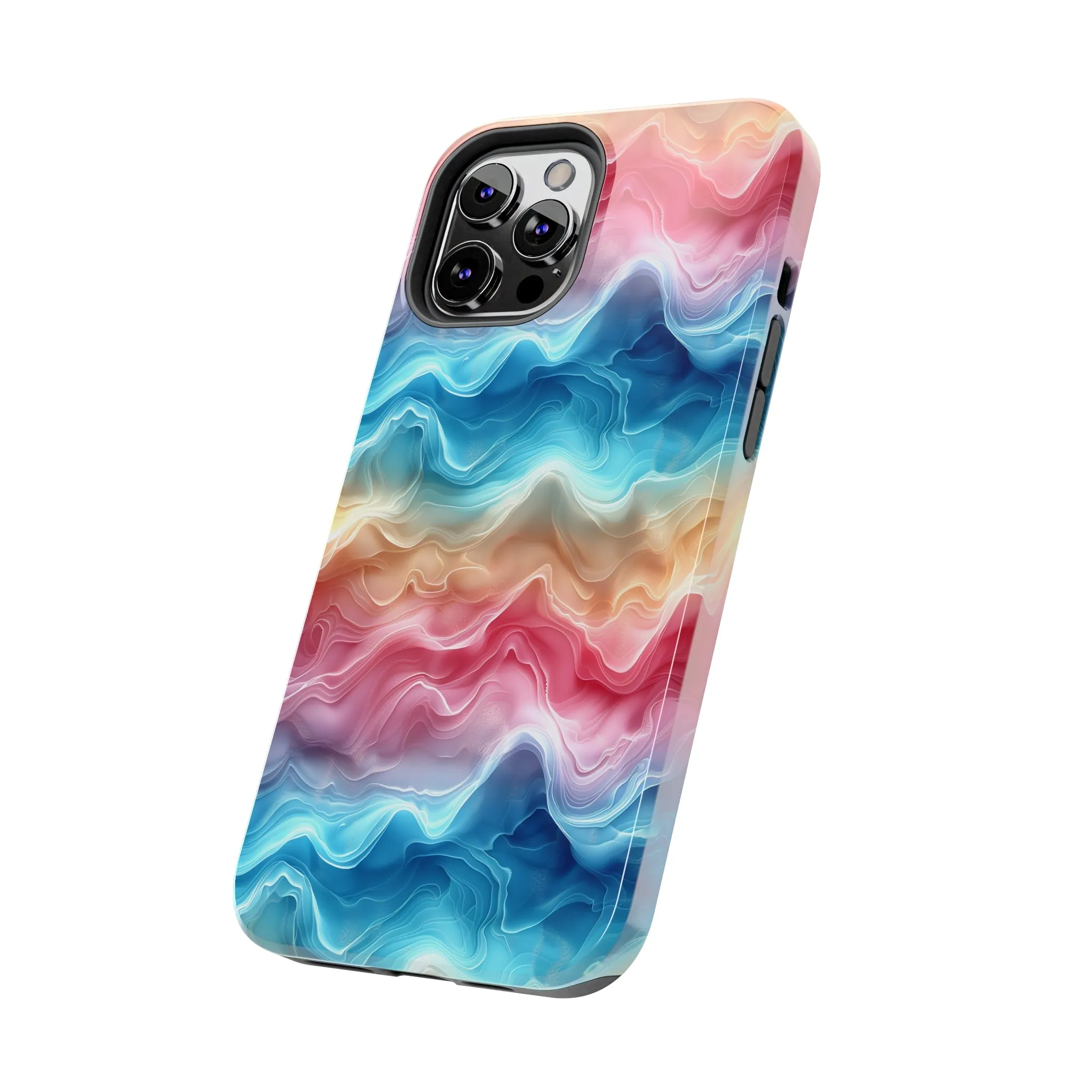 3D pastel waves pattern iPhone Case, Aesthetic Phone Cover, Artsy 3D Design, Protective Phone Cover compatible with a large variety of iPhone models, Phone Case, Gift