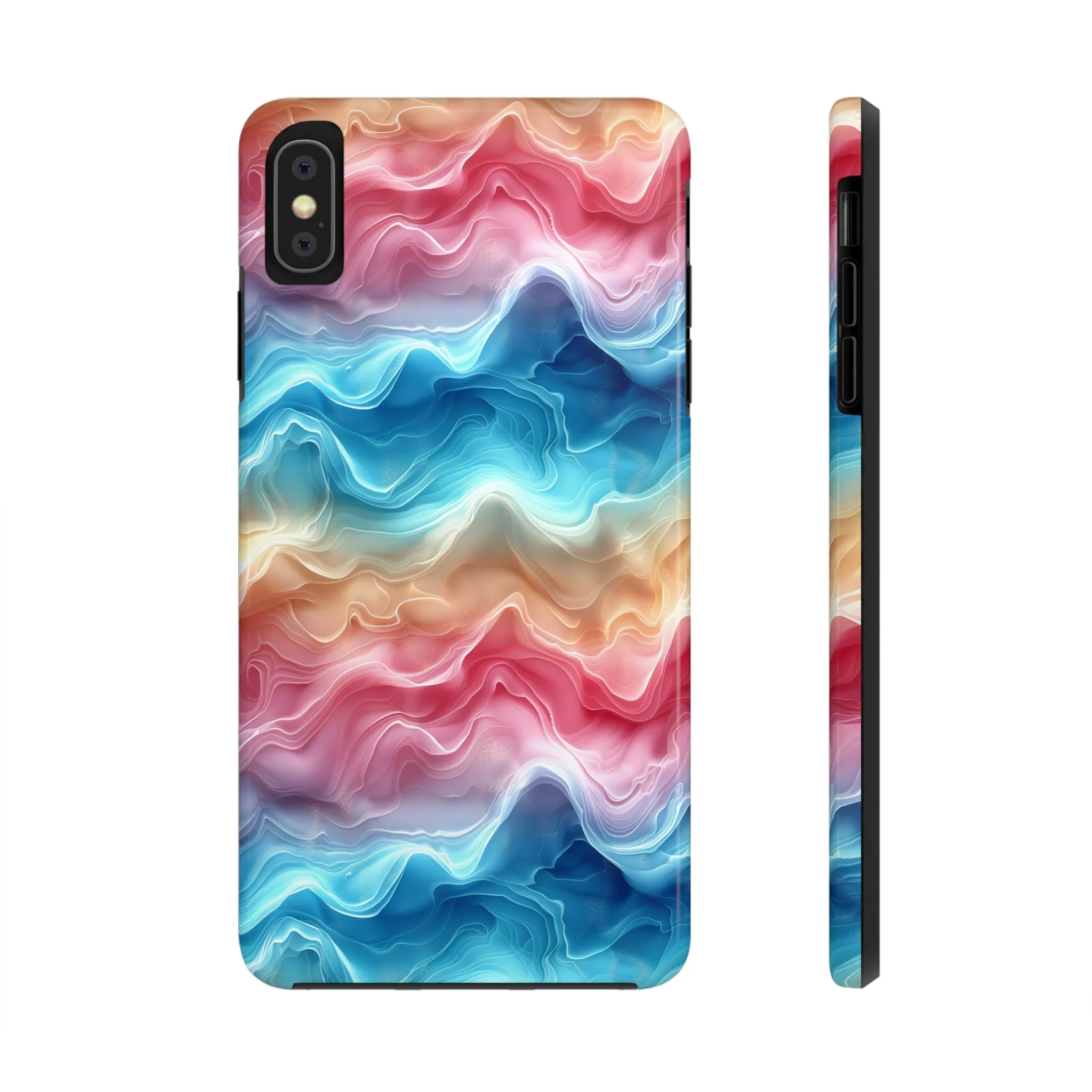 3D pastel waves pattern iPhone Case, Aesthetic Phone Cover, Artsy 3D Design, Protective Phone Cover compatible with a large variety of iPhone models, Phone Case, Gift