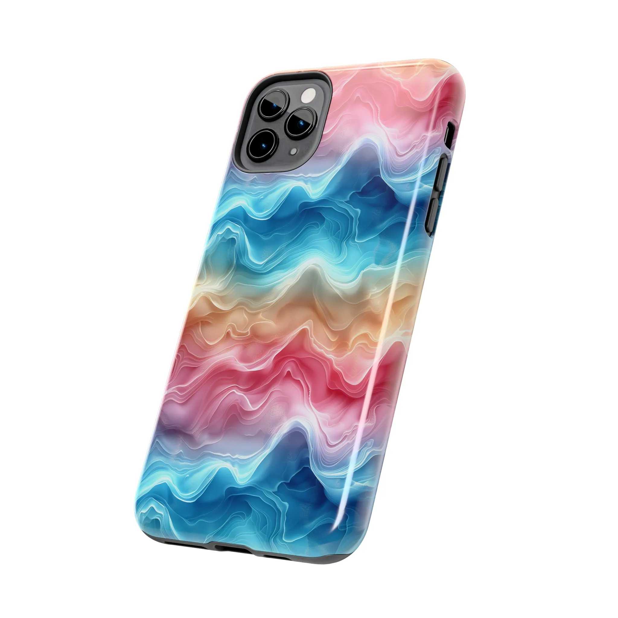 3D pastel waves pattern iPhone Case, Aesthetic Phone Cover, Artsy 3D Design, Protective Phone Cover compatible with a large variety of iPhone models, Phone Case, Gift