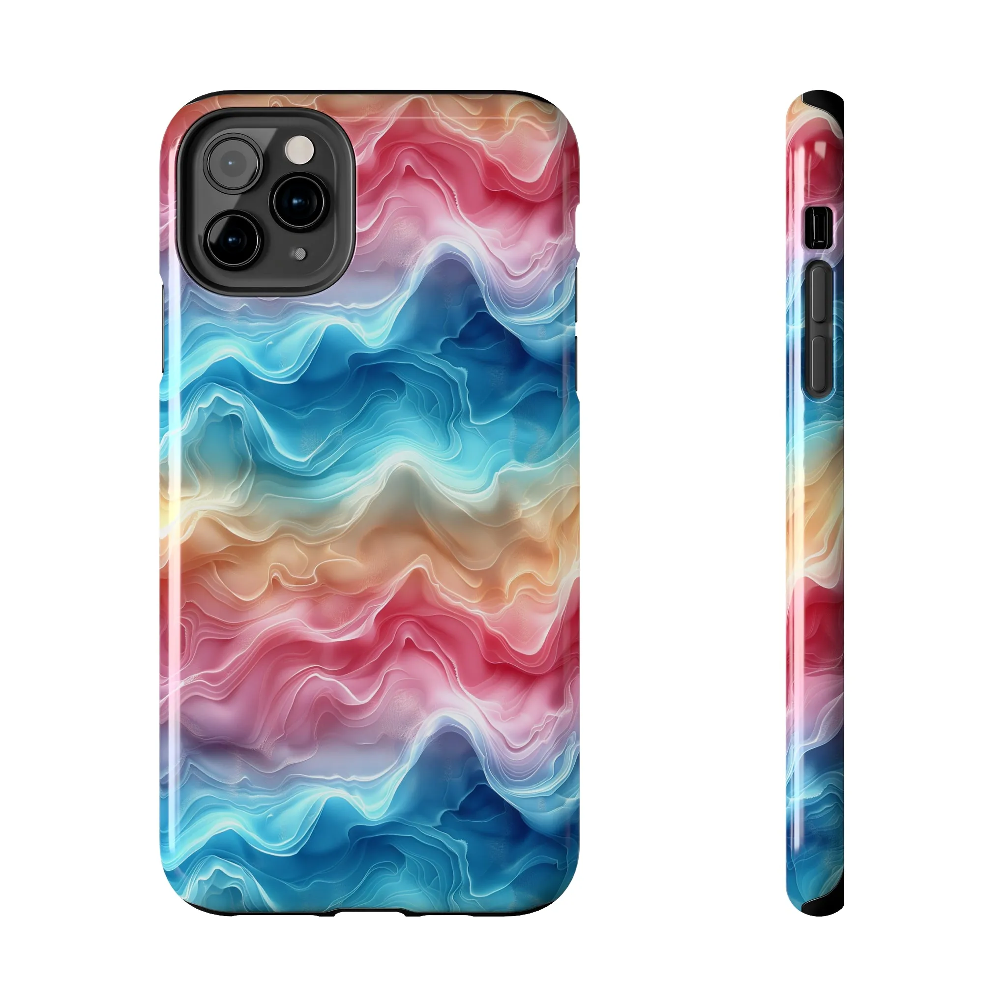 3D pastel waves pattern iPhone Case, Aesthetic Phone Cover, Artsy 3D Design, Protective Phone Cover compatible with a large variety of iPhone models, Phone Case, Gift