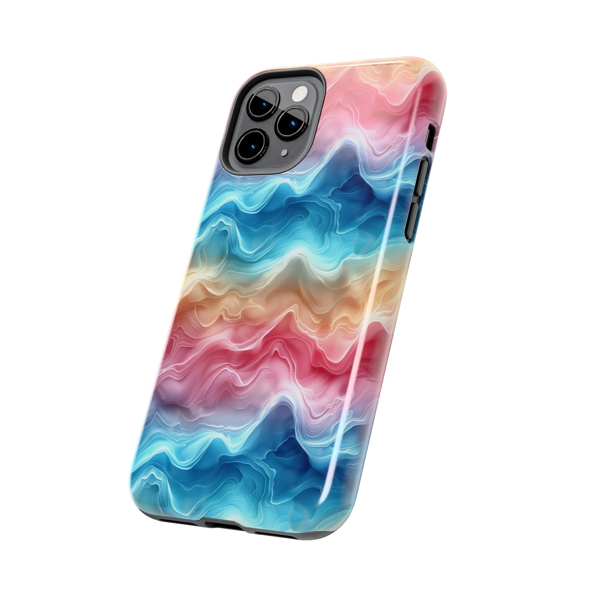 3D pastel waves pattern iPhone Case, Aesthetic Phone Cover, Artsy 3D Design, Protective Phone Cover compatible with a large variety of iPhone models, Phone Case, Gift