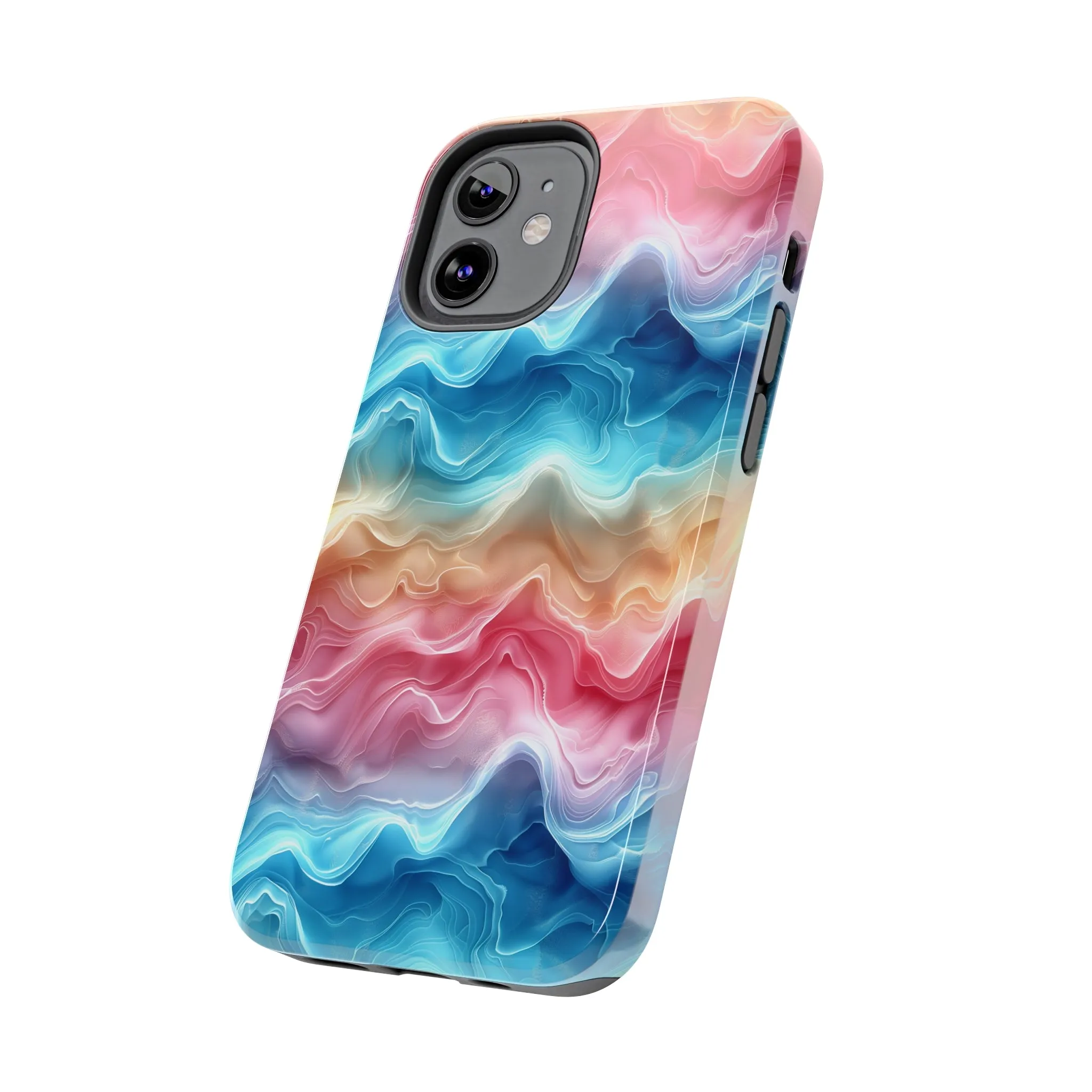 3D pastel waves pattern iPhone Case, Aesthetic Phone Cover, Artsy 3D Design, Protective Phone Cover compatible with a large variety of iPhone models, Phone Case, Gift