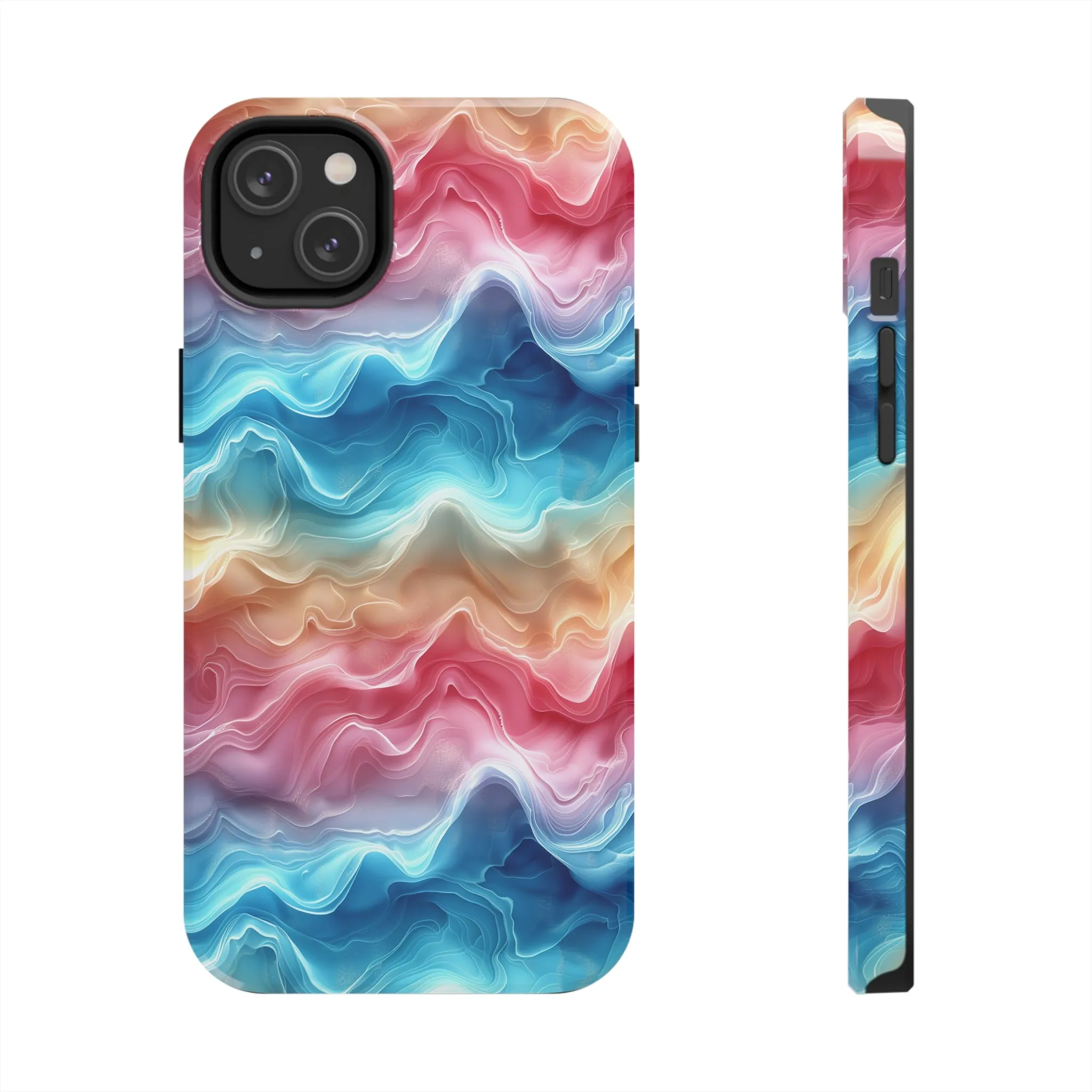 3D pastel waves pattern iPhone Case, Aesthetic Phone Cover, Artsy 3D Design, Protective Phone Cover compatible with a large variety of iPhone models, Phone Case, Gift