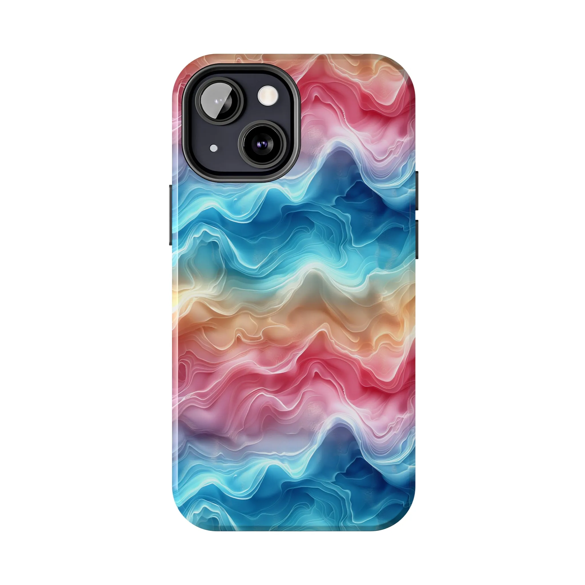 3D pastel waves pattern iPhone Case, Aesthetic Phone Cover, Artsy 3D Design, Protective Phone Cover compatible with a large variety of iPhone models, Phone Case, Gift