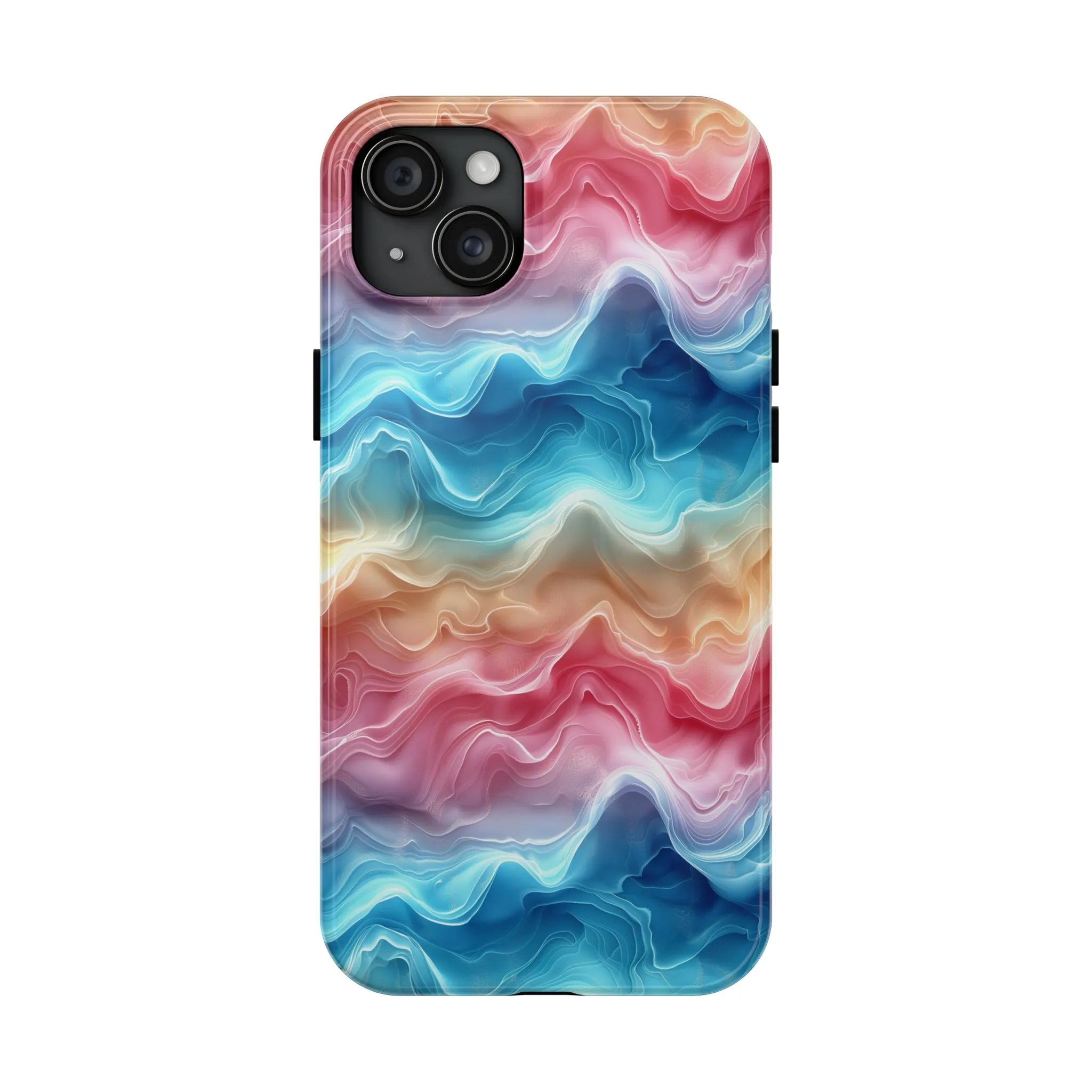 3D pastel waves pattern iPhone Case, Aesthetic Phone Cover, Artsy 3D Design, Protective Phone Cover compatible with a large variety of iPhone models, Phone Case, Gift