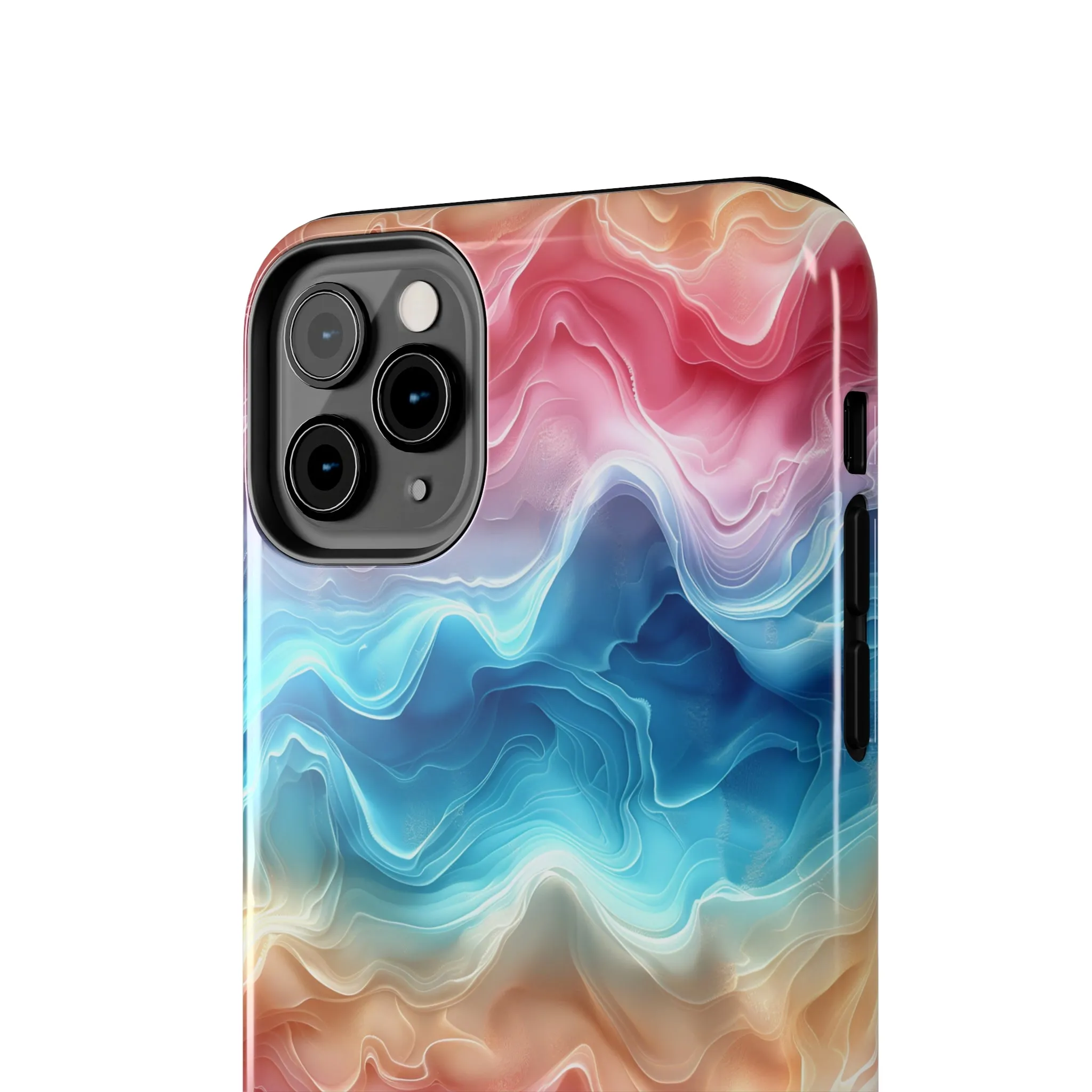 3D pastel waves pattern iPhone Case, Aesthetic Phone Cover, Artsy 3D Design, Protective Phone Cover compatible with a large variety of iPhone models, Phone Case, Gift