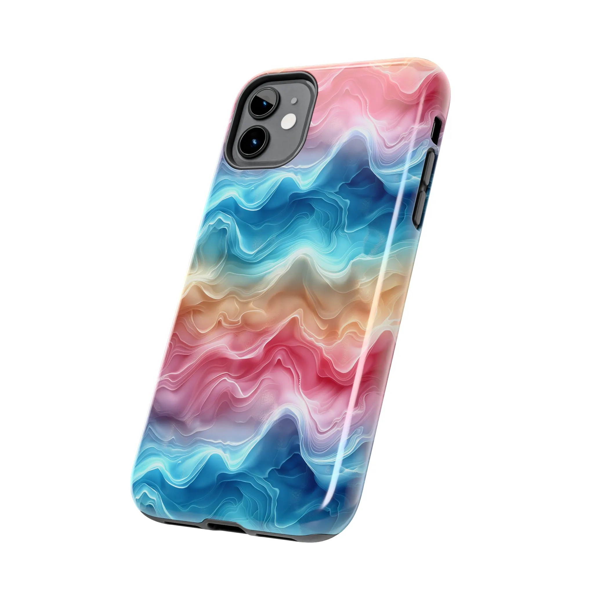 3D pastel waves pattern iPhone Case, Aesthetic Phone Cover, Artsy 3D Design, Protective Phone Cover compatible with a large variety of iPhone models, Phone Case, Gift