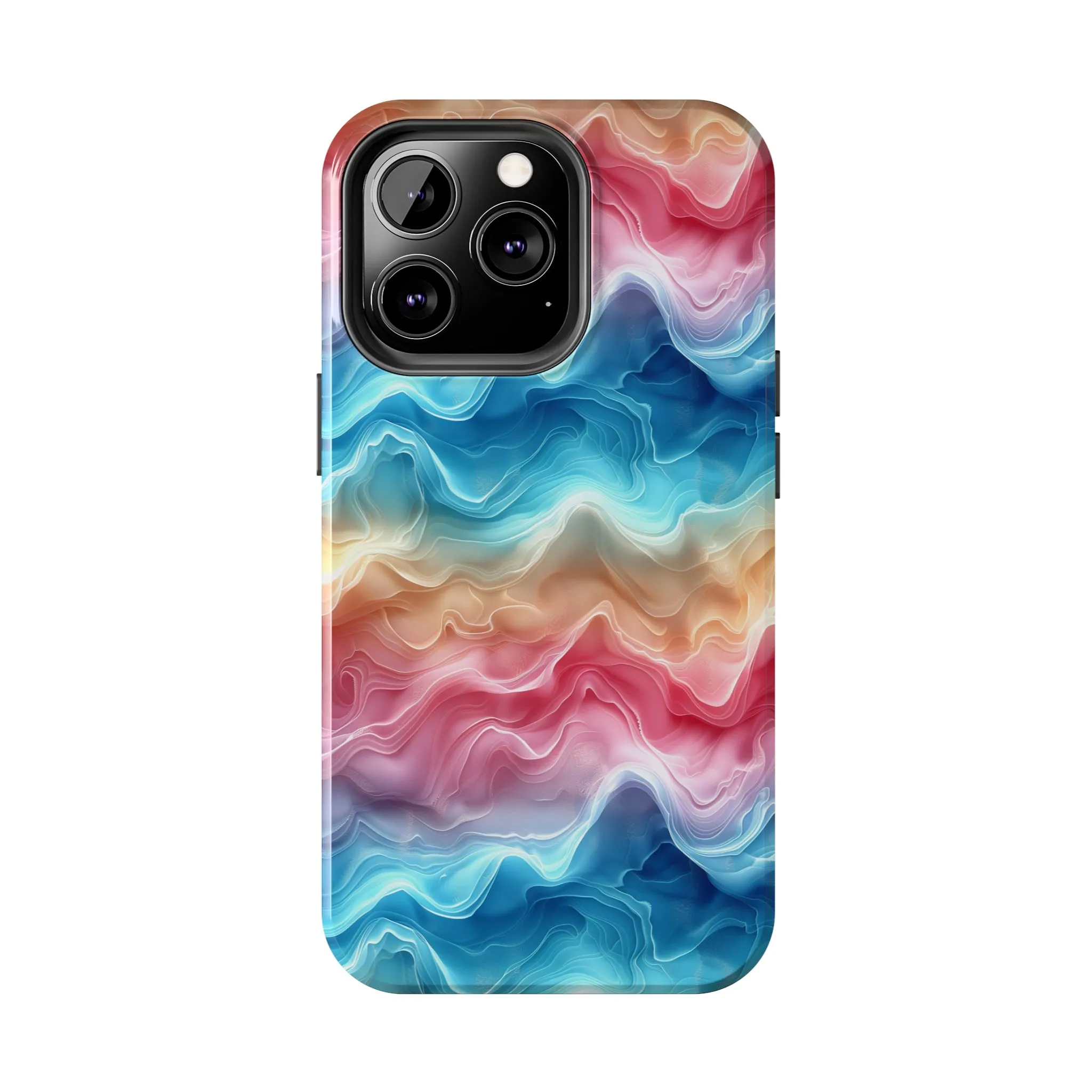 3D pastel waves pattern iPhone Case, Aesthetic Phone Cover, Artsy 3D Design, Protective Phone Cover compatible with a large variety of iPhone models, Phone Case, Gift