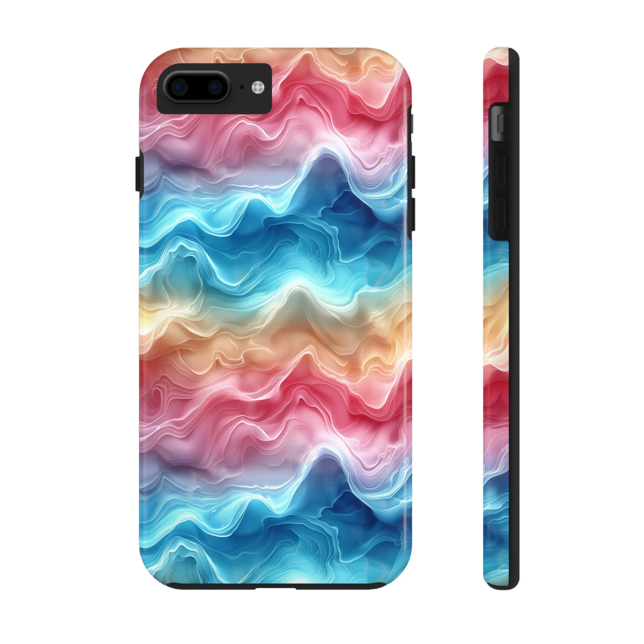 3D pastel waves pattern iPhone Case, Aesthetic Phone Cover, Artsy 3D Design, Protective Phone Cover compatible with a large variety of iPhone models, Phone Case, Gift