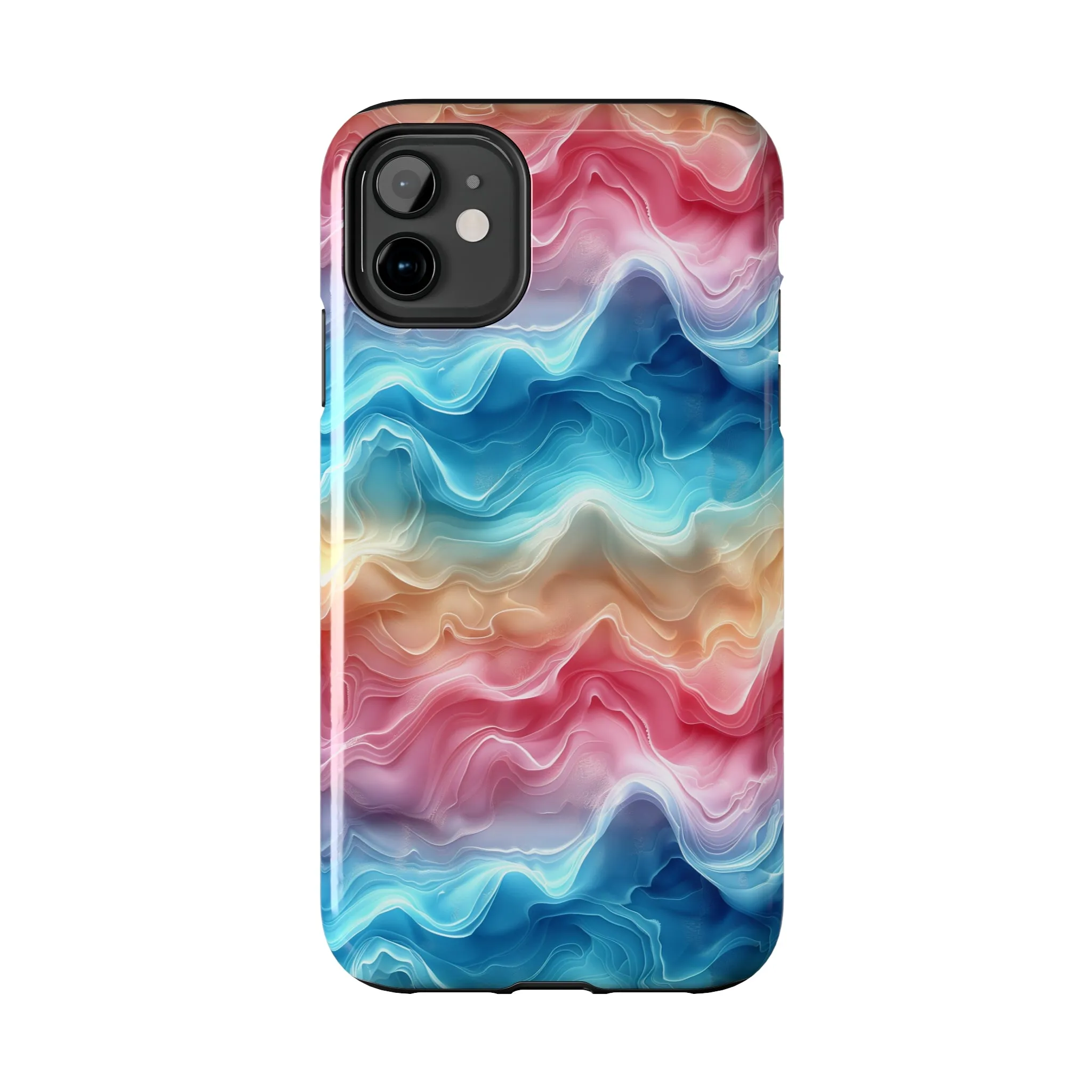 3D pastel waves pattern iPhone Case, Aesthetic Phone Cover, Artsy 3D Design, Protective Phone Cover compatible with a large variety of iPhone models, Phone Case, Gift