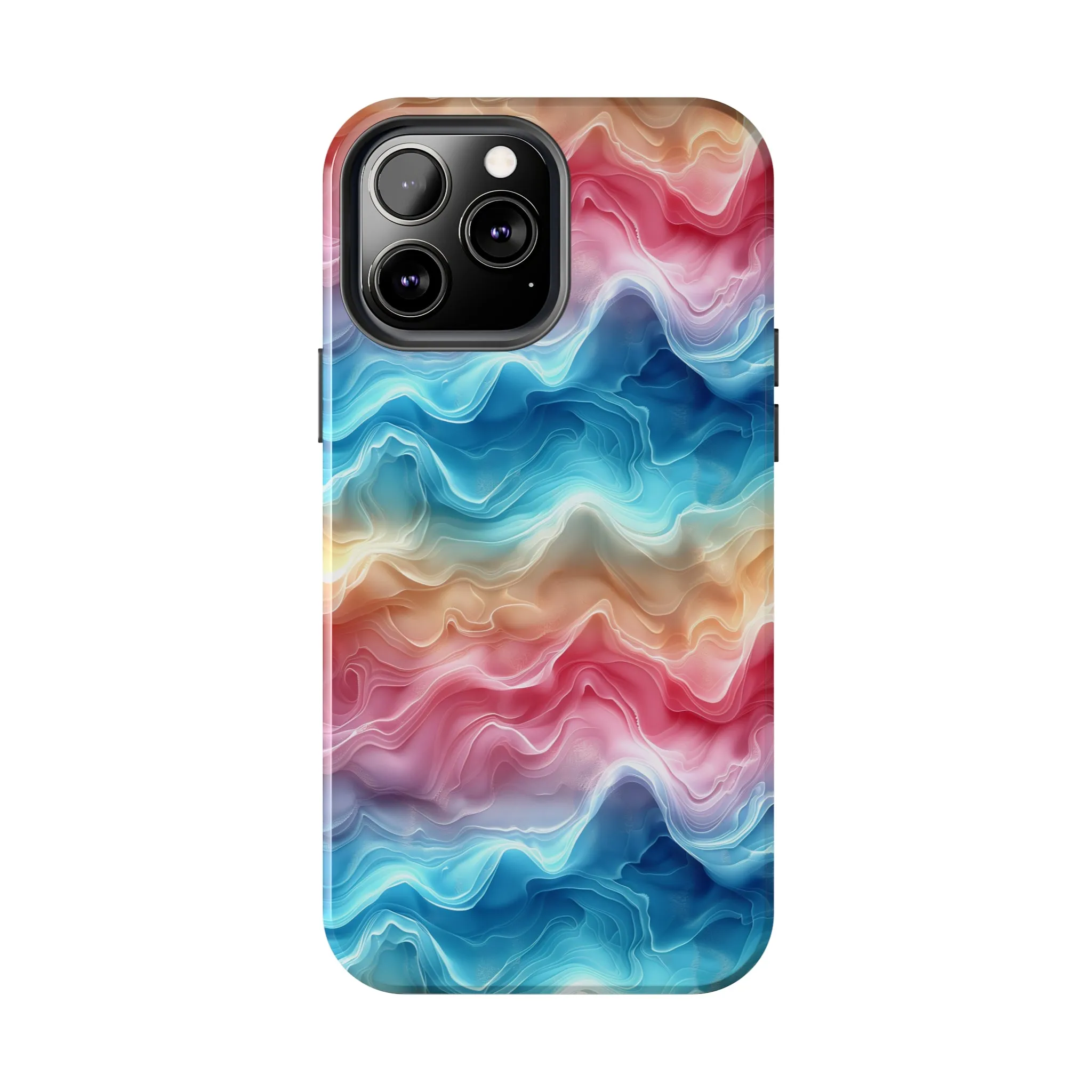 3D pastel waves pattern iPhone Case, Aesthetic Phone Cover, Artsy 3D Design, Protective Phone Cover compatible with a large variety of iPhone models, Phone Case, Gift