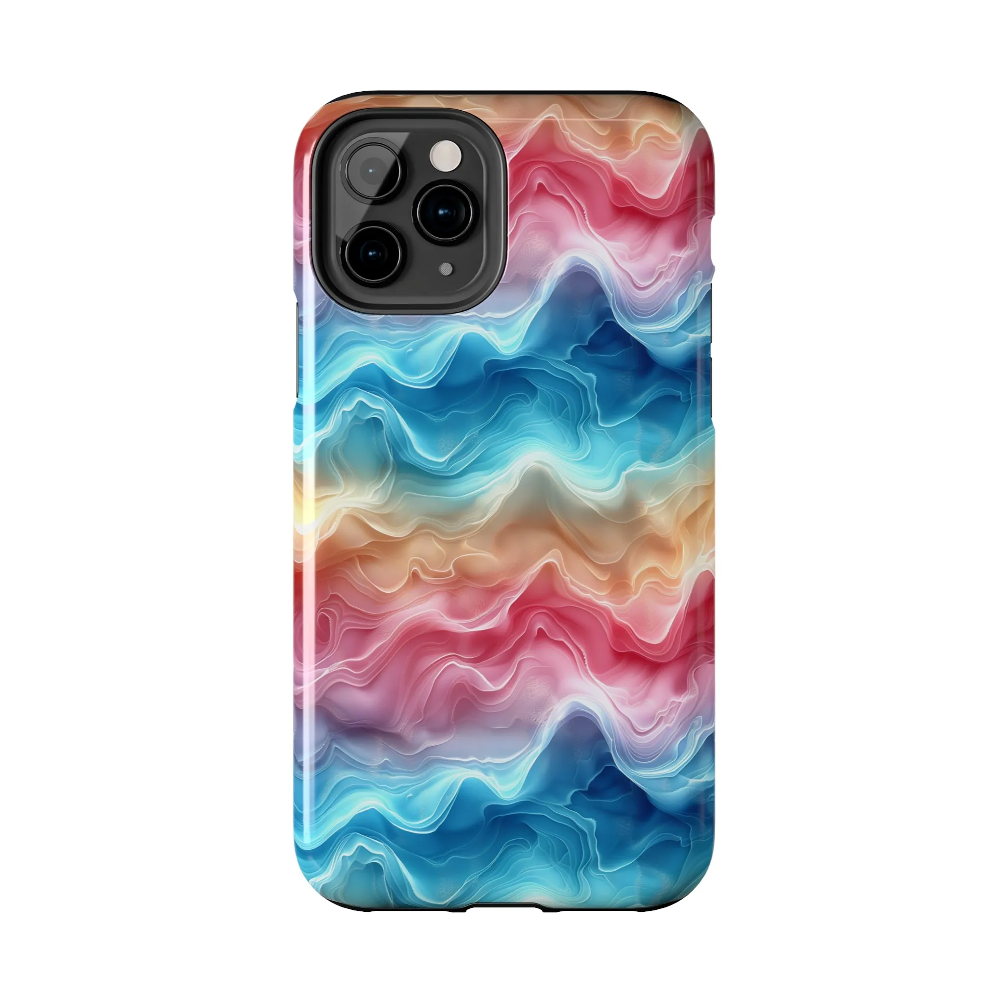 3D pastel waves pattern iPhone Case, Aesthetic Phone Cover, Artsy 3D Design, Protective Phone Cover compatible with a large variety of iPhone models, Phone Case, Gift