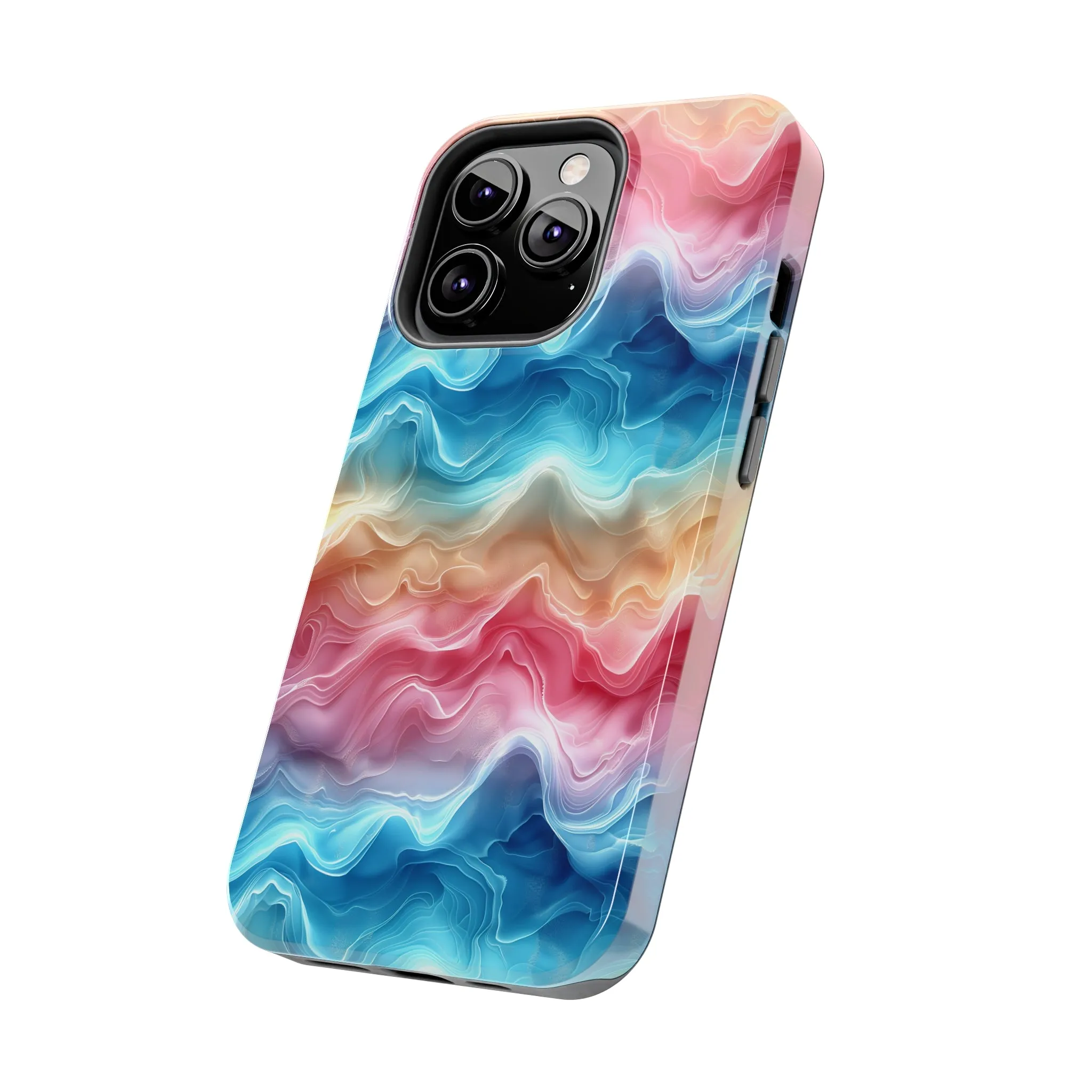 3D pastel waves pattern iPhone Case, Aesthetic Phone Cover, Artsy 3D Design, Protective Phone Cover compatible with a large variety of iPhone models, Phone Case, Gift