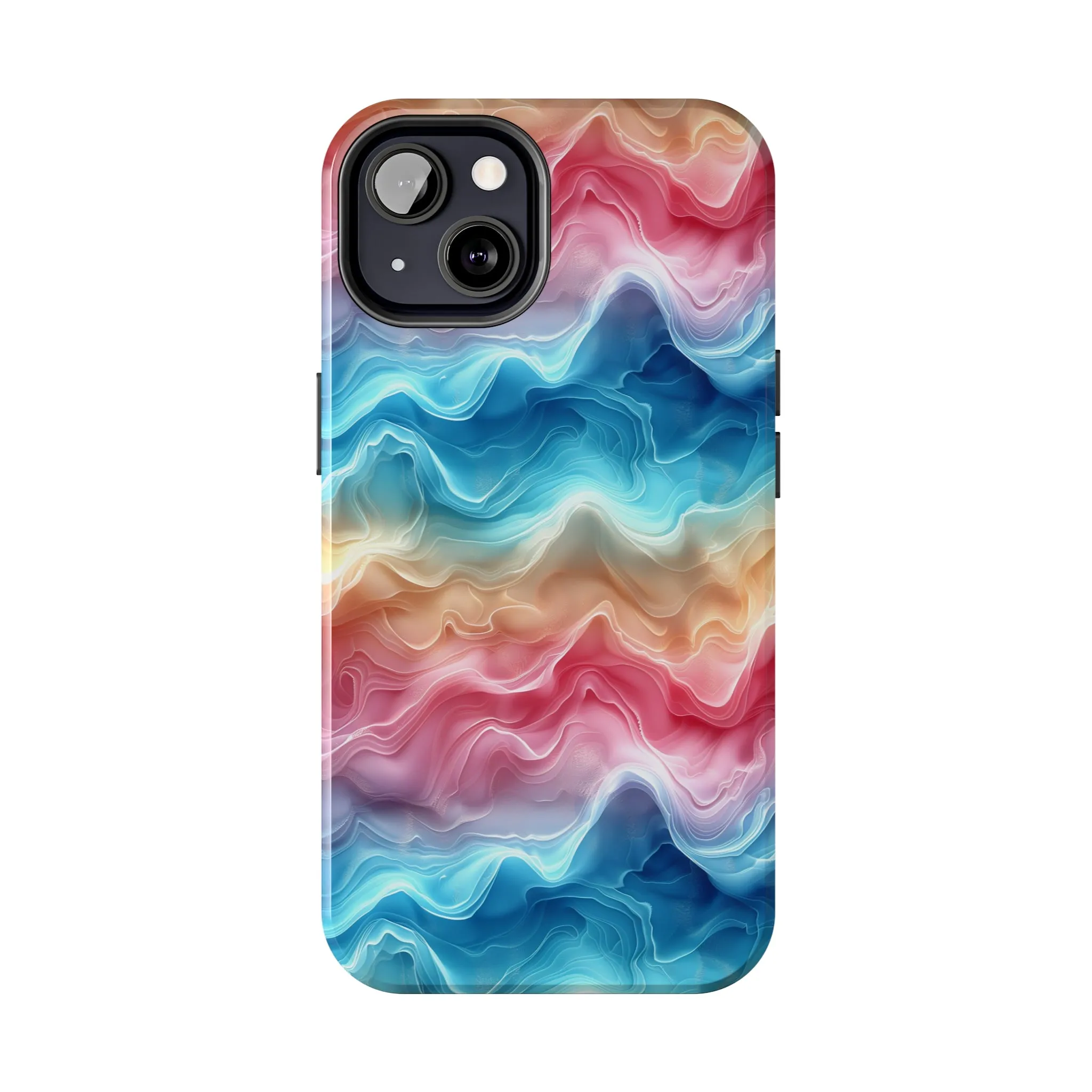 3D pastel waves pattern iPhone Case, Aesthetic Phone Cover, Artsy 3D Design, Protective Phone Cover compatible with a large variety of iPhone models, Phone Case, Gift