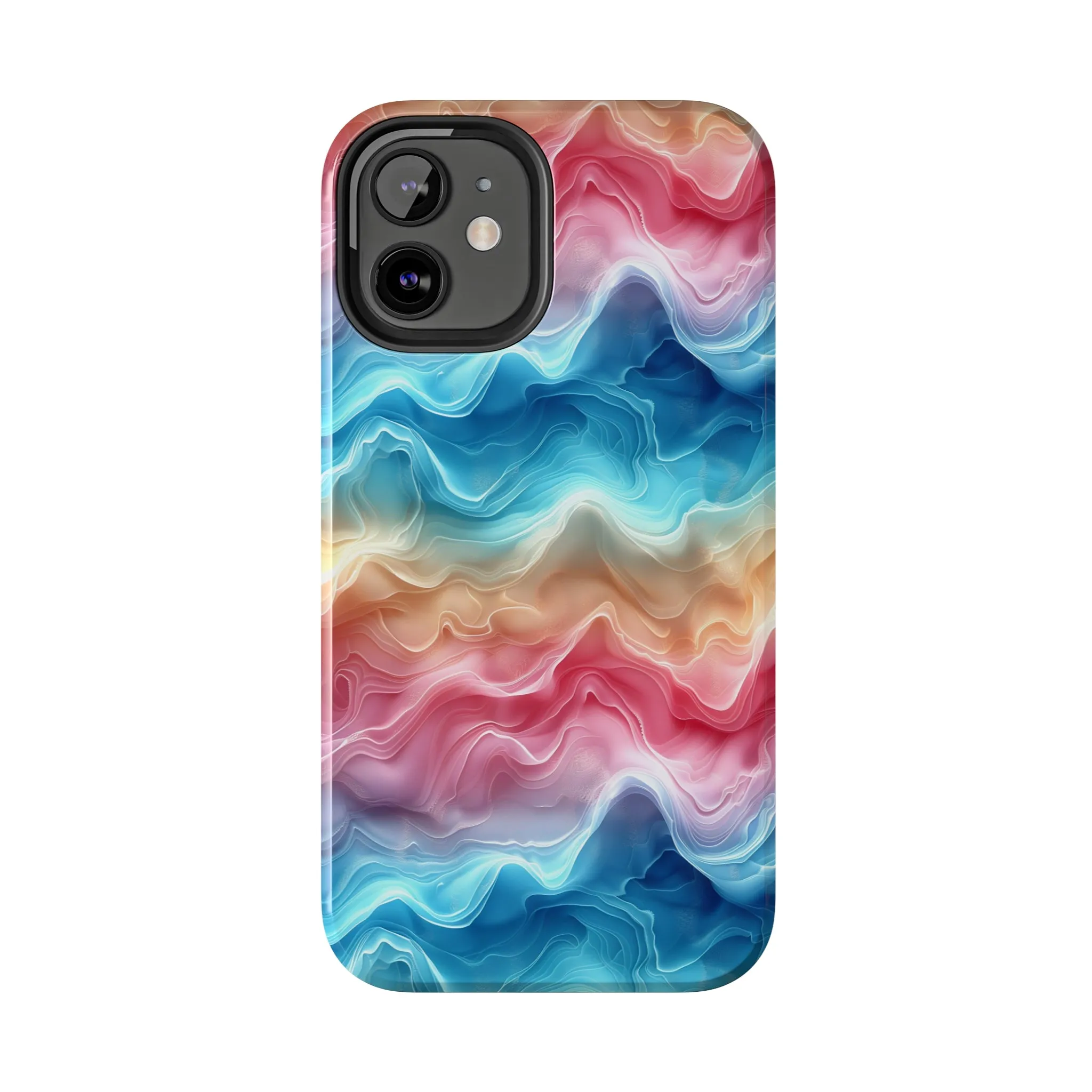 3D pastel waves pattern iPhone Case, Aesthetic Phone Cover, Artsy 3D Design, Protective Phone Cover compatible with a large variety of iPhone models, Phone Case, Gift