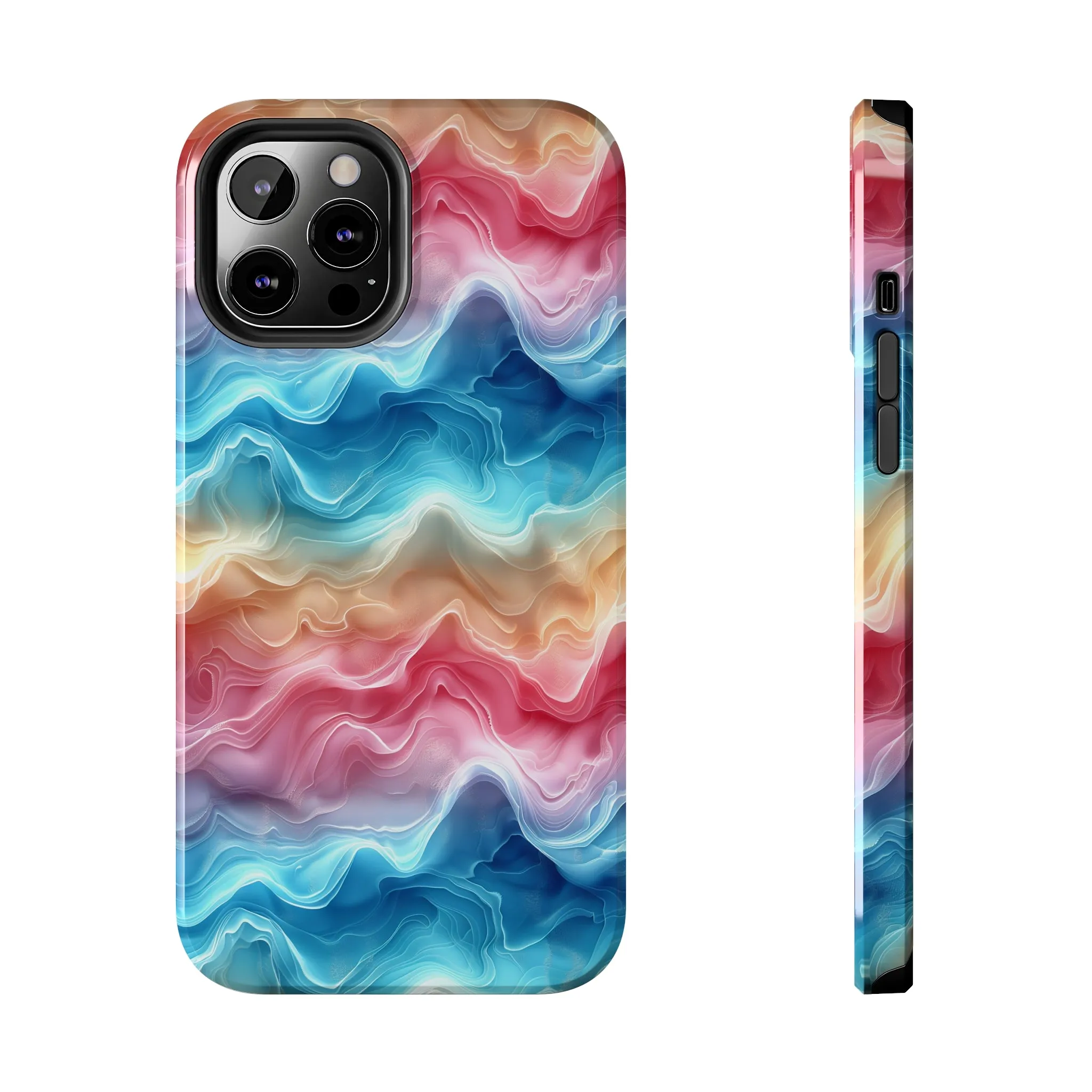 3D pastel waves pattern iPhone Case, Aesthetic Phone Cover, Artsy 3D Design, Protective Phone Cover compatible with a large variety of iPhone models, Phone Case, Gift