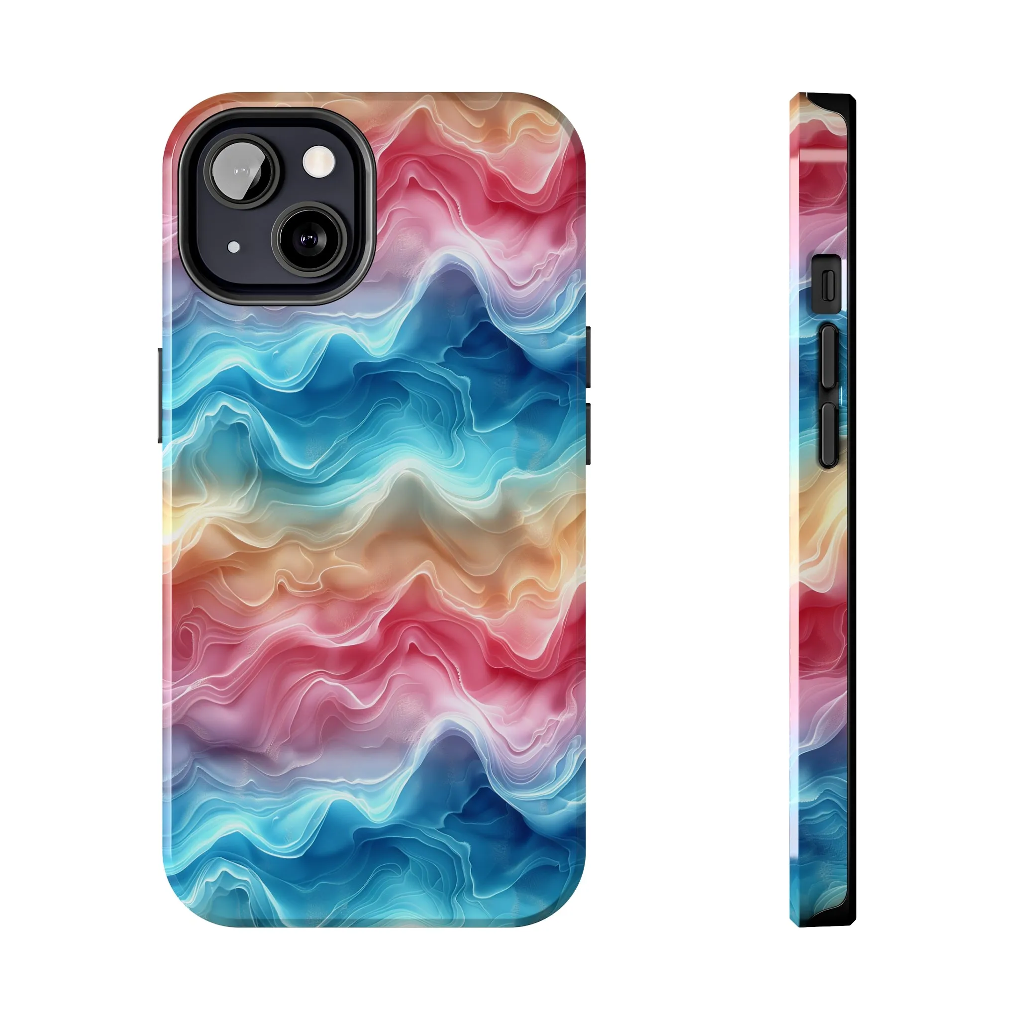 3D pastel waves pattern iPhone Case, Aesthetic Phone Cover, Artsy 3D Design, Protective Phone Cover compatible with a large variety of iPhone models, Phone Case, Gift