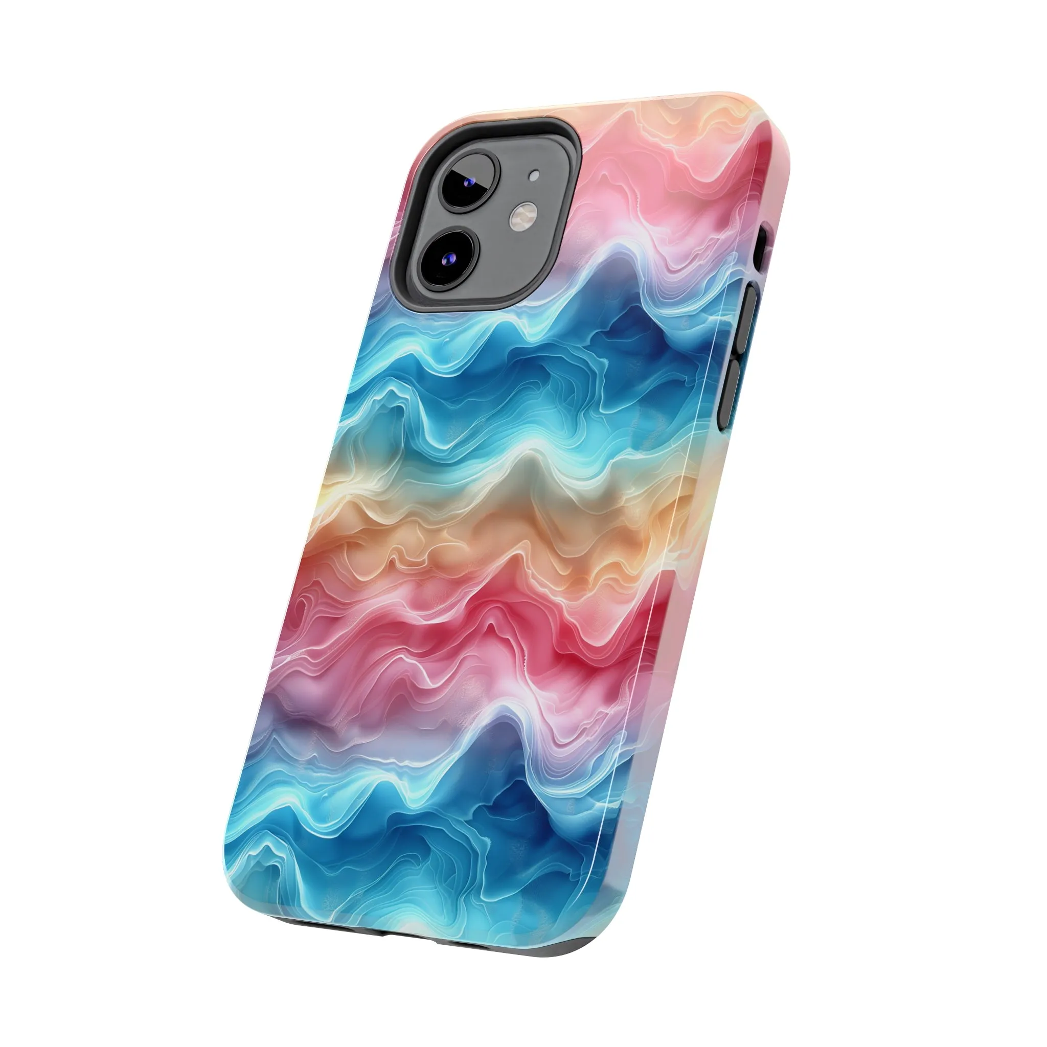 3D pastel waves pattern iPhone Case, Aesthetic Phone Cover, Artsy 3D Design, Protective Phone Cover compatible with a large variety of iPhone models, Phone Case, Gift