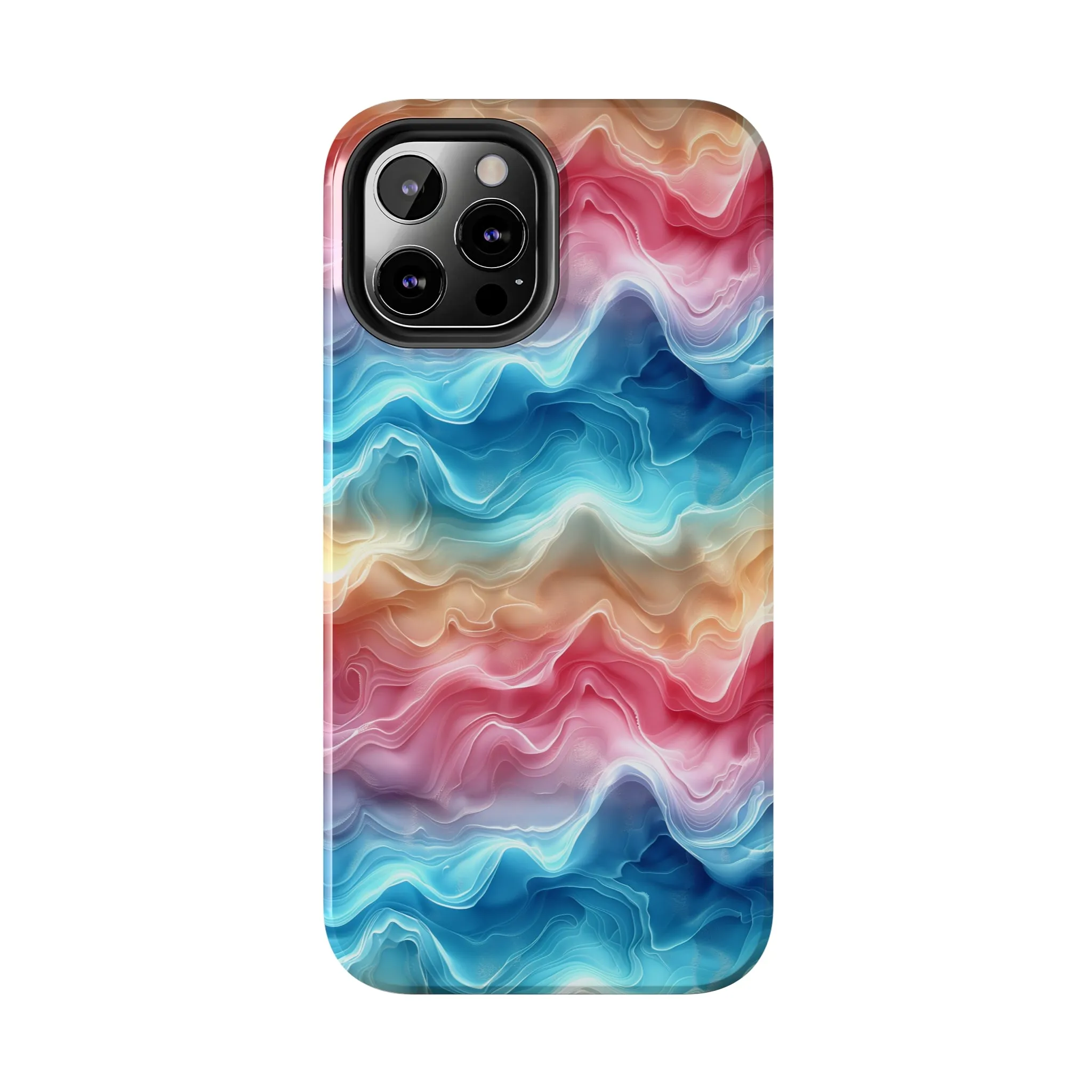 3D pastel waves pattern iPhone Case, Aesthetic Phone Cover, Artsy 3D Design, Protective Phone Cover compatible with a large variety of iPhone models, Phone Case, Gift