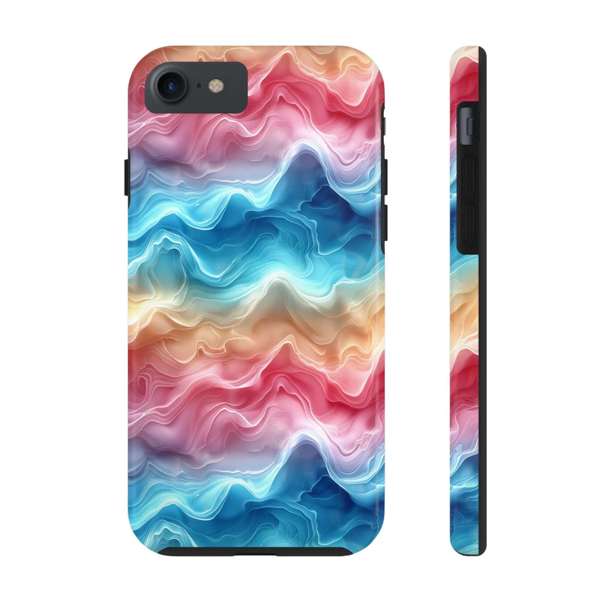 3D pastel waves pattern iPhone Case, Aesthetic Phone Cover, Artsy 3D Design, Protective Phone Cover compatible with a large variety of iPhone models, Phone Case, Gift