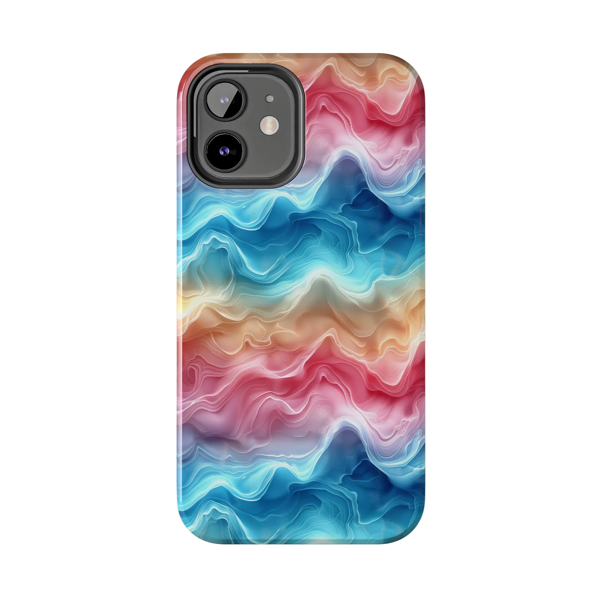 3D pastel waves pattern iPhone Case, Aesthetic Phone Cover, Artsy 3D Design, Protective Phone Cover compatible with a large variety of iPhone models, Phone Case, Gift