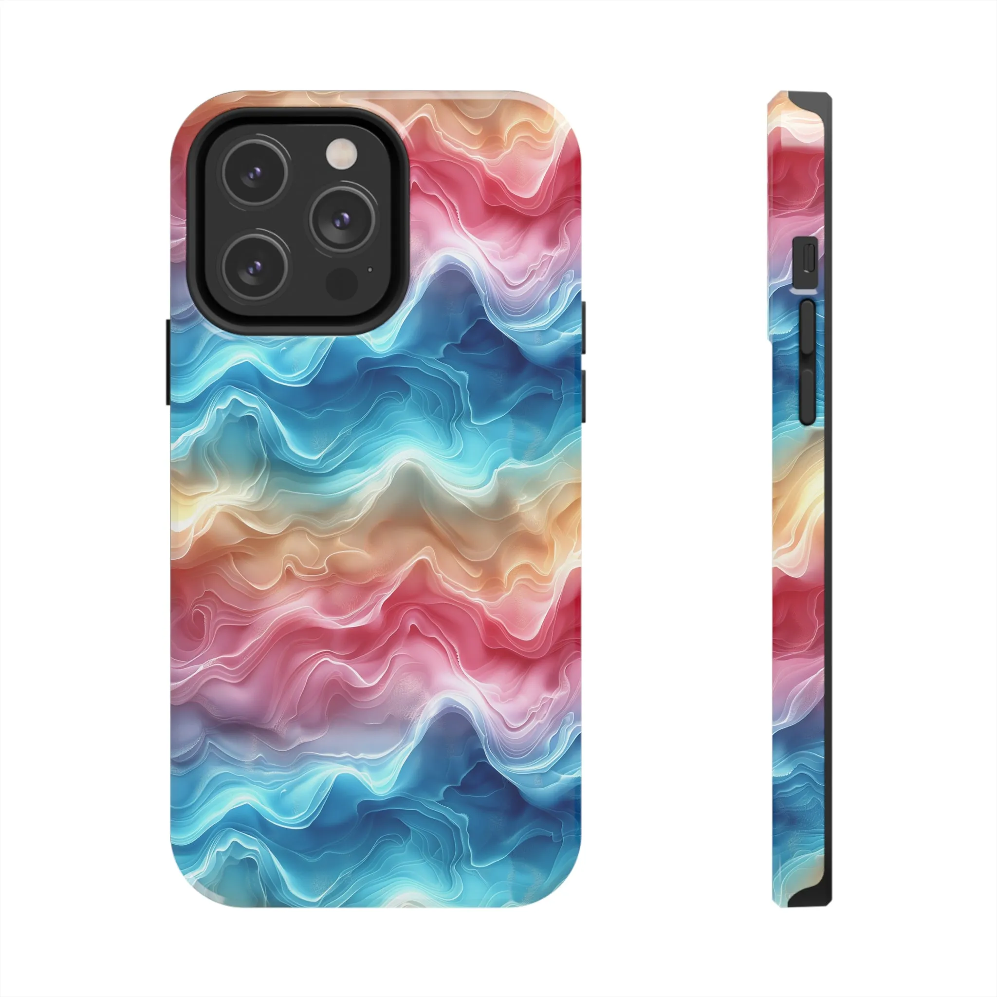 3D pastel waves pattern iPhone Case, Aesthetic Phone Cover, Artsy 3D Design, Protective Phone Cover compatible with a large variety of iPhone models, Phone Case, Gift