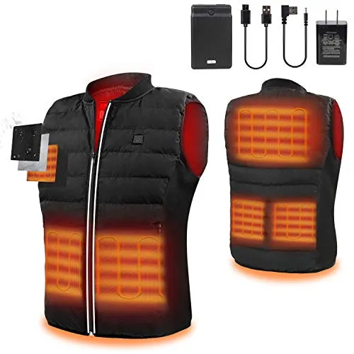 5V Heated Vest with battery pack,USB Charging Lightweight Heated Jacket,Heating Clothing Size Adjustable for Men Male