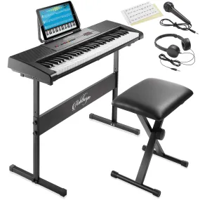 61-Key Digital Keyboard Piano for Beginners, Includes Stand and Bench