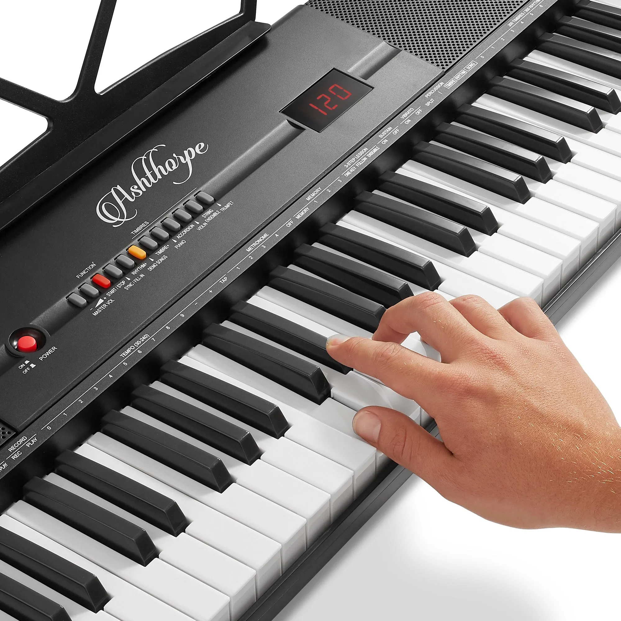 61-Key Digital Keyboard Piano for Beginners, Includes Stand and Bench