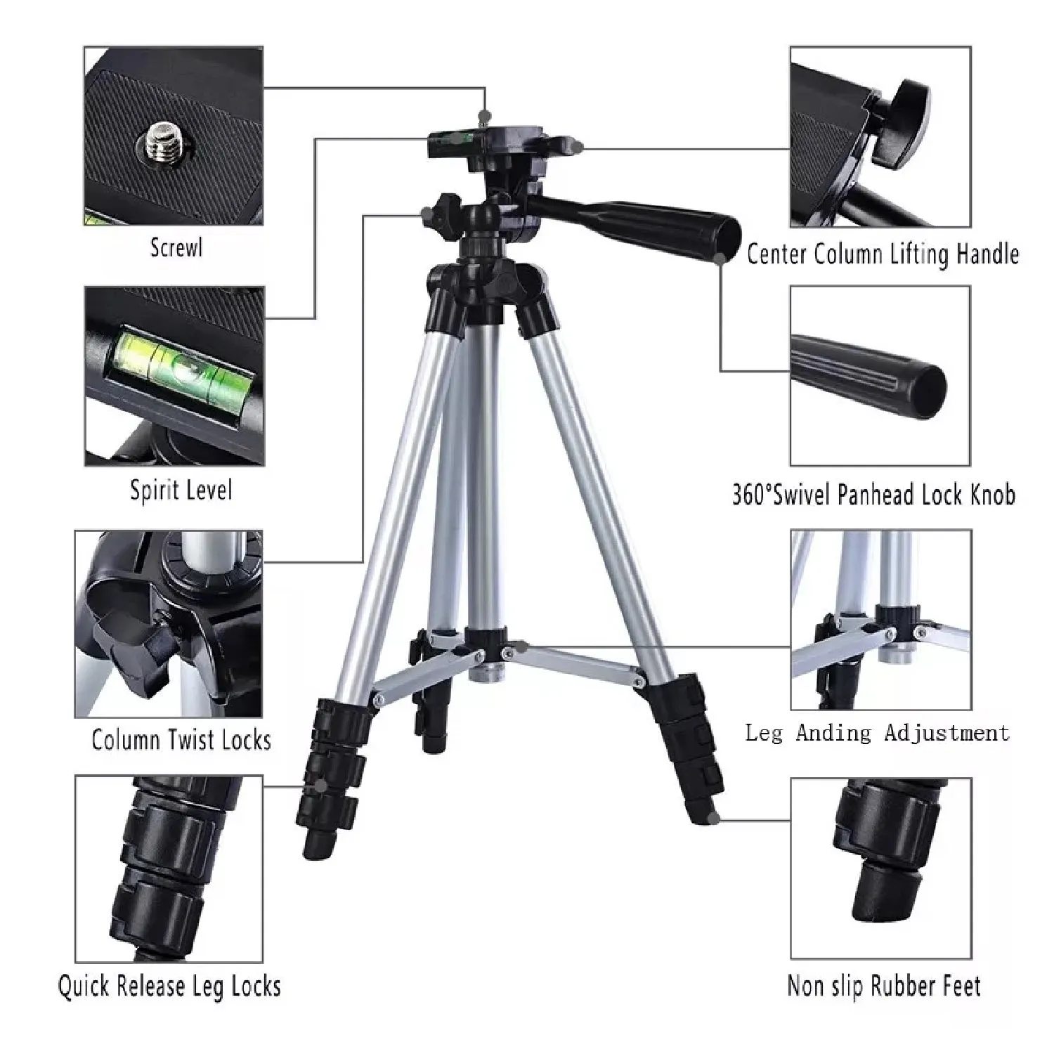 6253 Universal Lightweight Tripod with Mobile Phone Holder Mount & Carry Bag for All Smart Phones