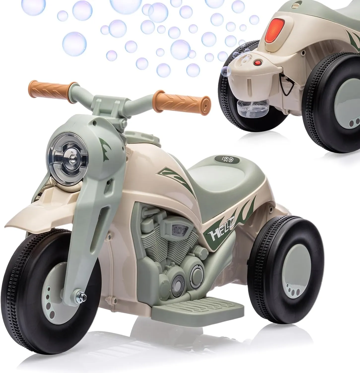 6V Kids Electric Motorcycle 3 Wheels Bubble Car Battery Power Ride On Car With Light Music