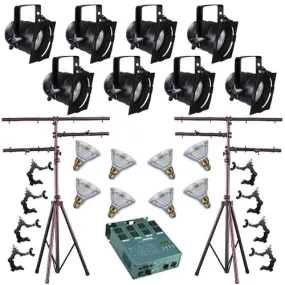 8 Short PAR CAN 38 120w PAR38 SP Dimmer O-Clamp Stand