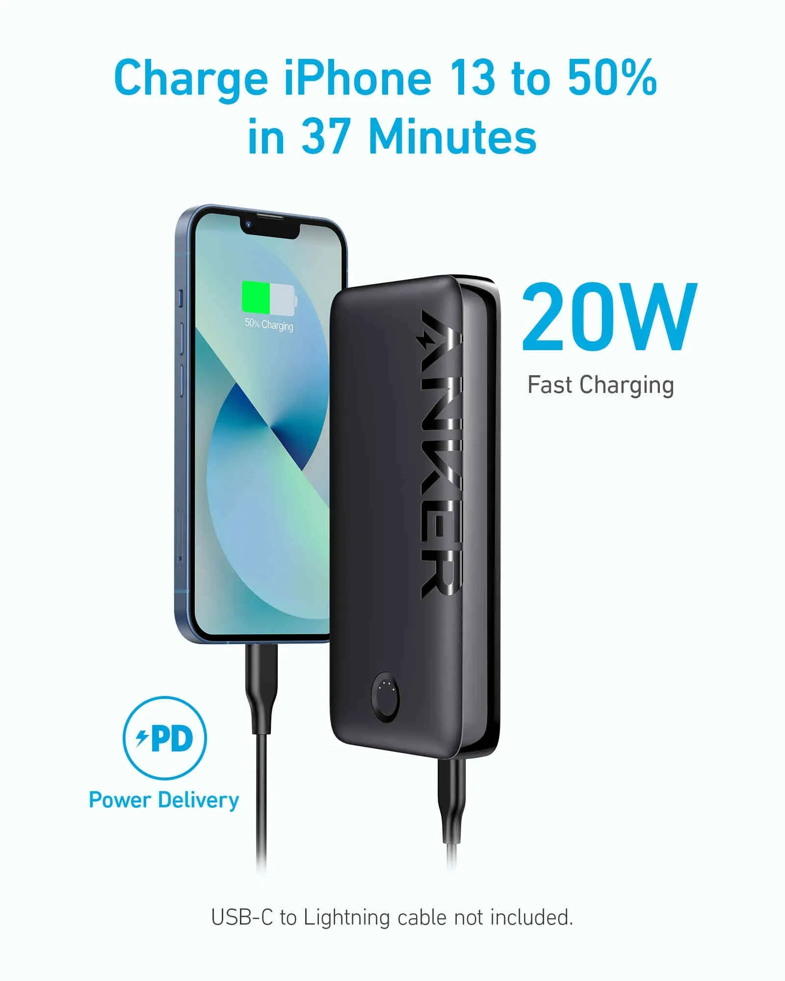 A1288H11 Anker 335 Power Bank (PowerCore 20K) 20W PD  - Black