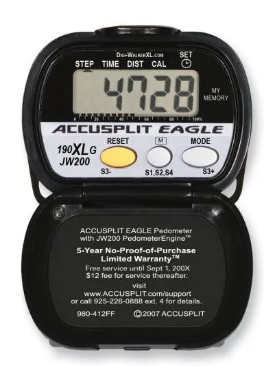 Accusplit  Step pedometer with goal distance| calories| and auto activity timer | metal clip packed in UNIT BOX