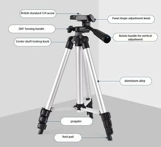 Adjustable Aluminum Tripod for Phones & Cameras – 13” to 42” Height, Portable Travel Stand