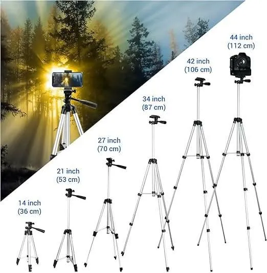 Adjustable Aluminum Tripod for Phones & Cameras – 13” to 42” Height, Portable Travel Stand