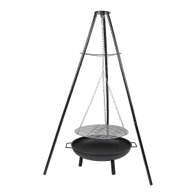 Adjustable Height Cast Iron Steel Tripod BBQ Fire Pit Bowl