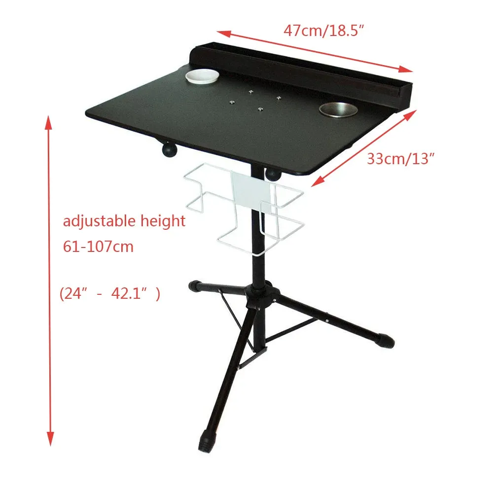 Adjustable Metal Tattoo Workstation with Storage Shelf for Studio and Mobile Use