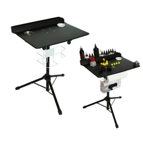 Adjustable Metal Tattoo Workstation with Storage Shelf for Studio and Mobile Use