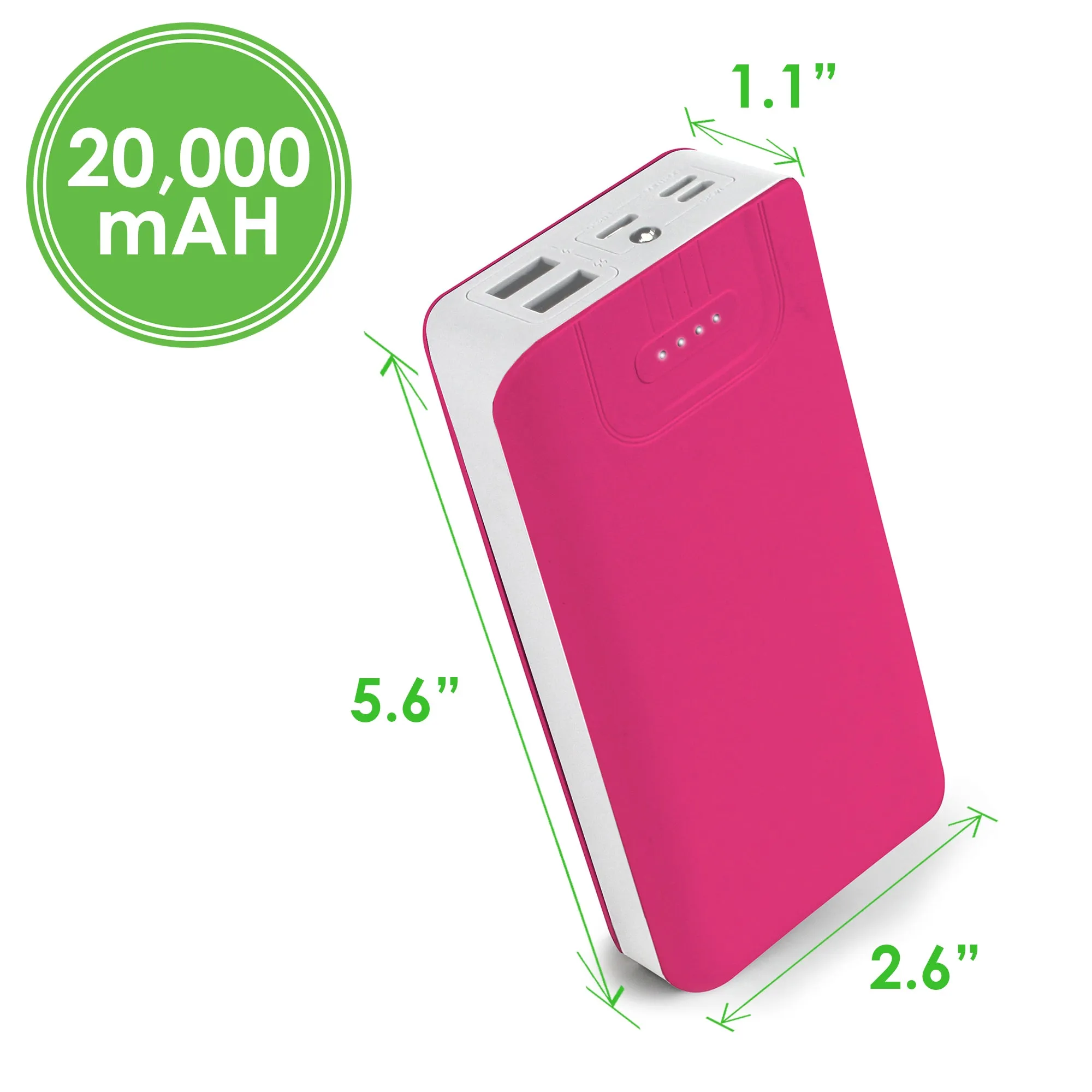 Aduro PowerUp Trio 20,000 mAh SmartCharge Dual USB Backup Battery