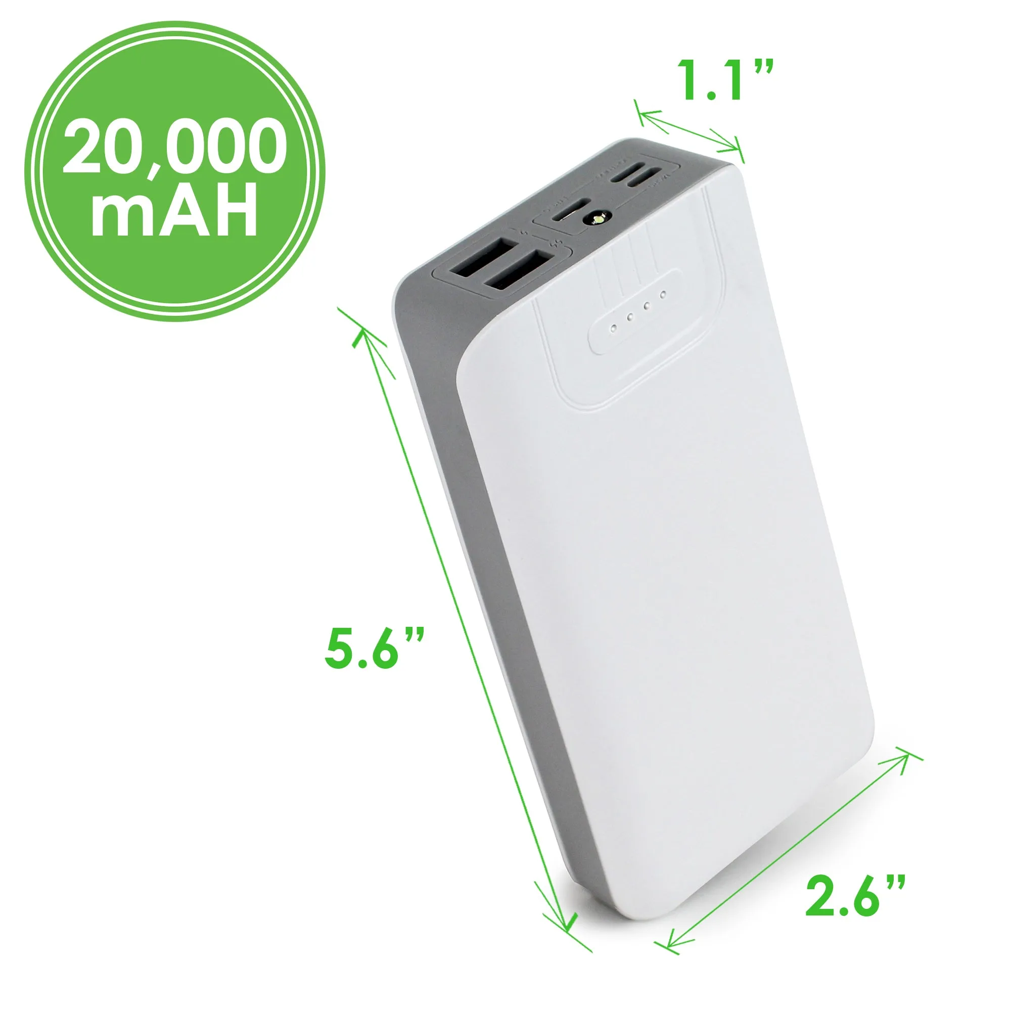 Aduro PowerUp Trio 20,000 mAh SmartCharge Dual USB Backup Battery